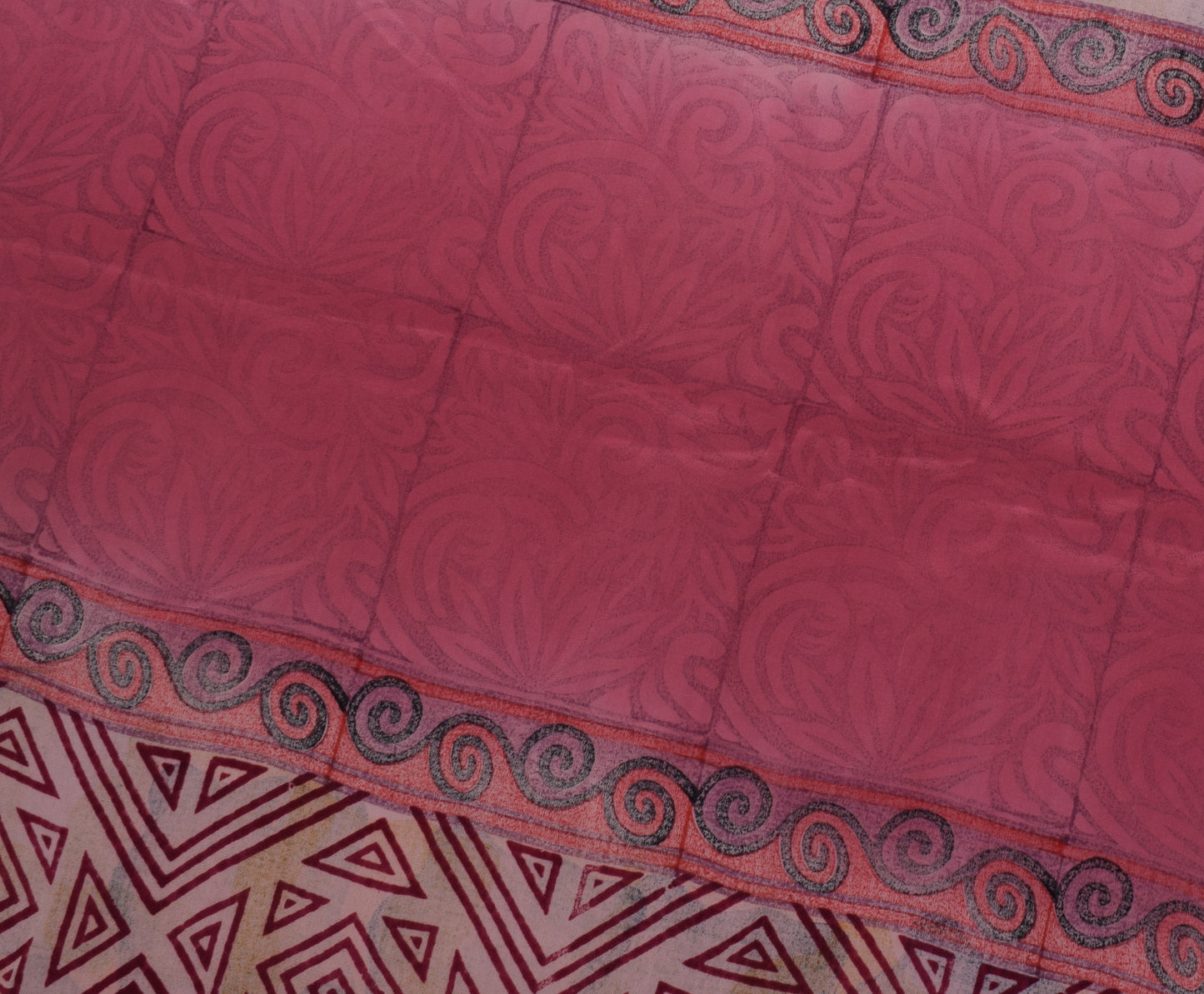 Sushila Vintage Pink Saree 100% Pure Crepe Silk Printed Floral Soft Fabric