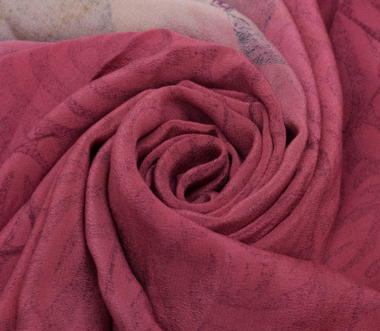 Sushila Vintage Pink Saree 100% Pure Crepe Silk Printed Floral Soft Fabric