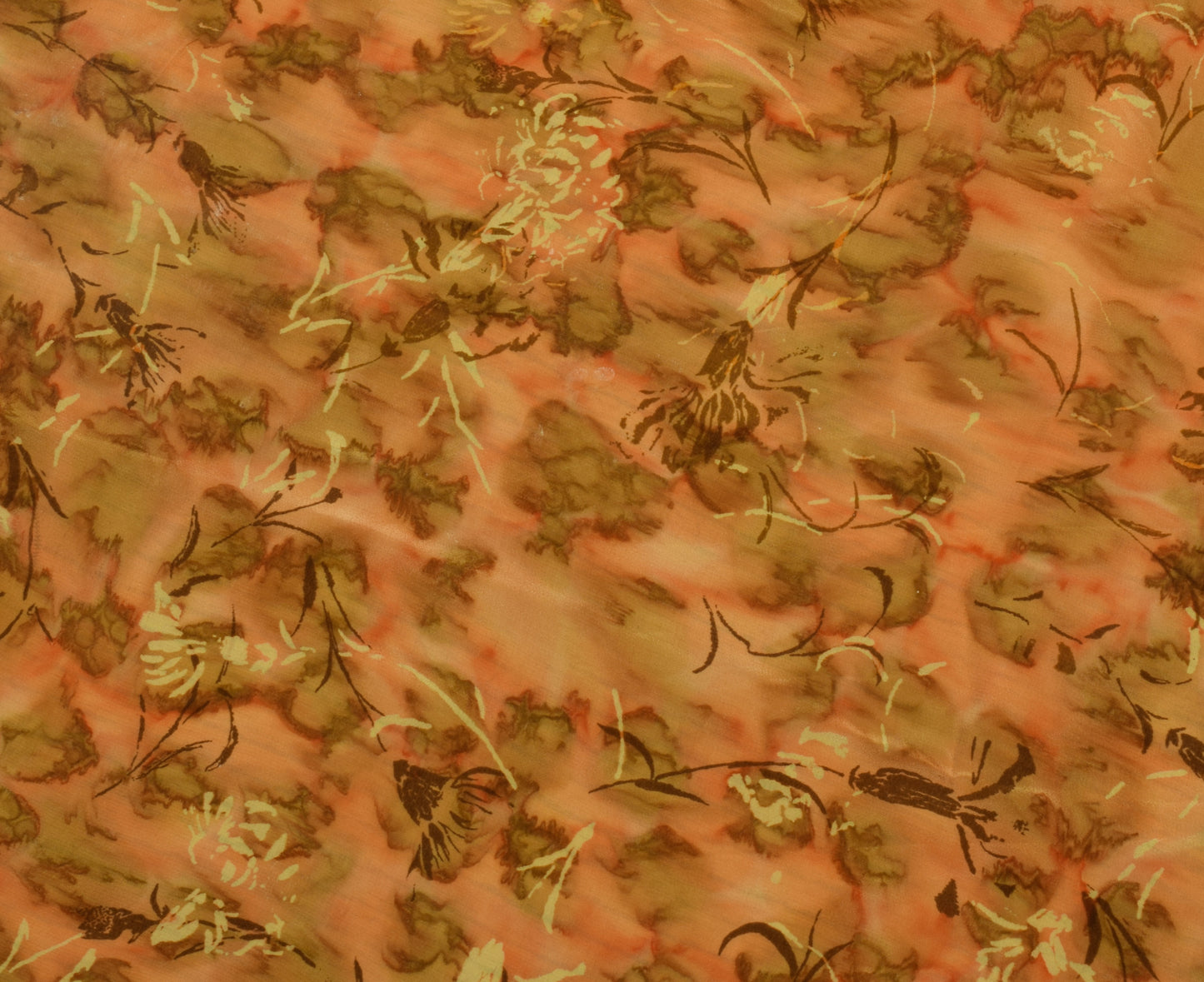 Sushila Vintage Indian Saree 100% Pure Crepe Silk Printed Floral Soft Fabric