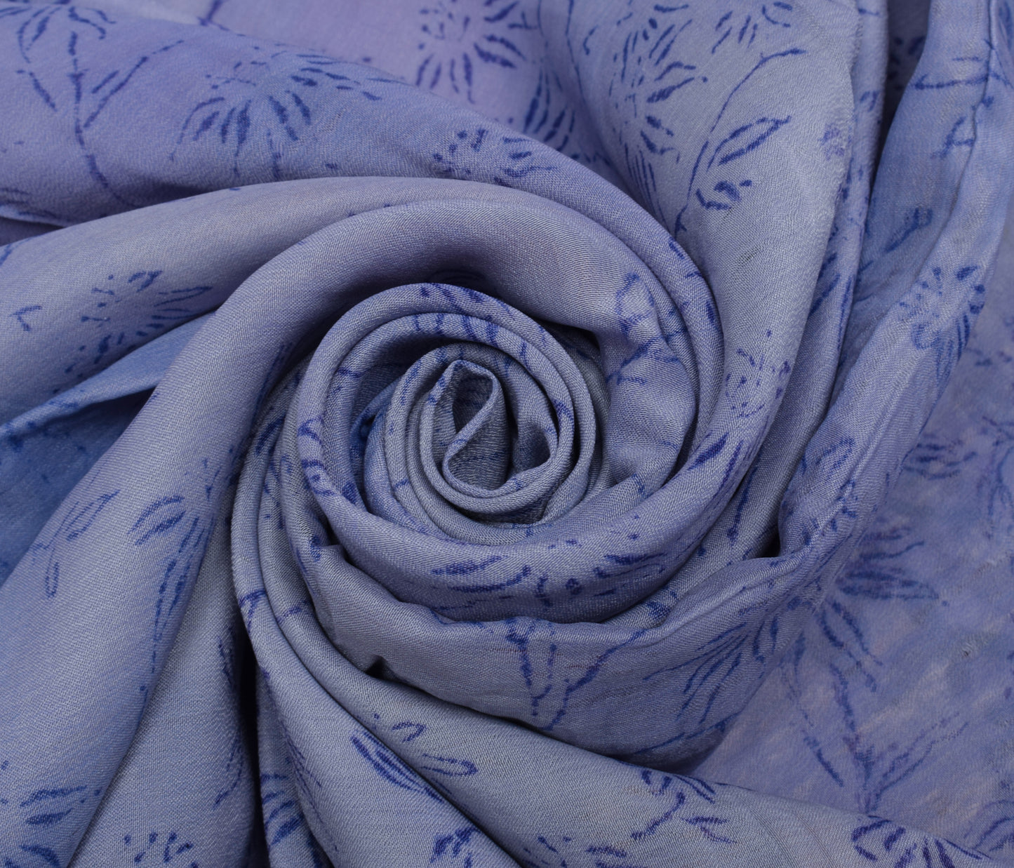 Sushila Vintage Blue Saree 100% Pure Crepe Silk Printed Floral 5 YD Soft Fabric