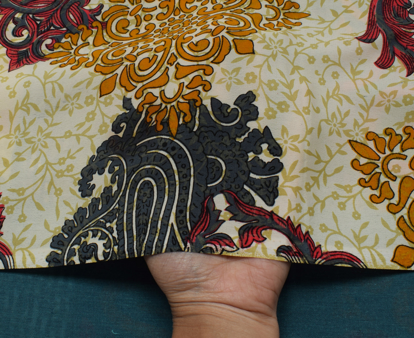 Sushila Vintage Cream Saree Blend Crepe Silk Printed Floral Soft Craft Fabric