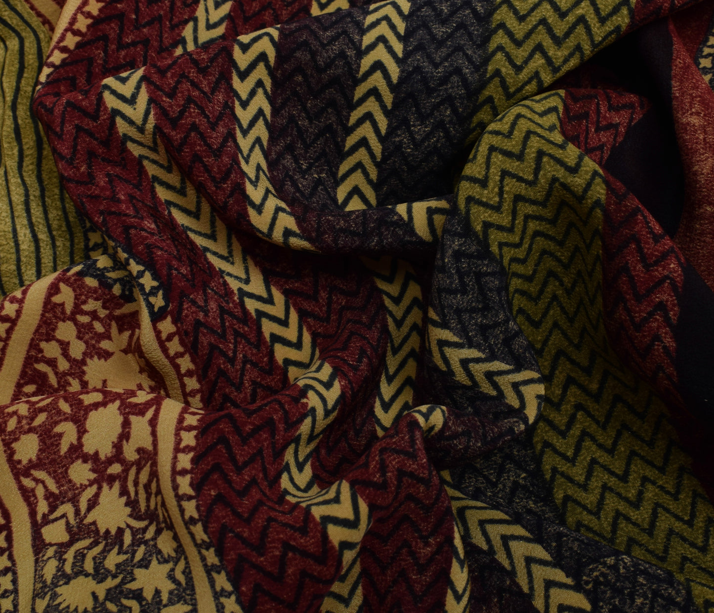 Sushila Vintage Multi-Color Saree 100% Pure Crepe Silk Printed Soft Craft Fabric