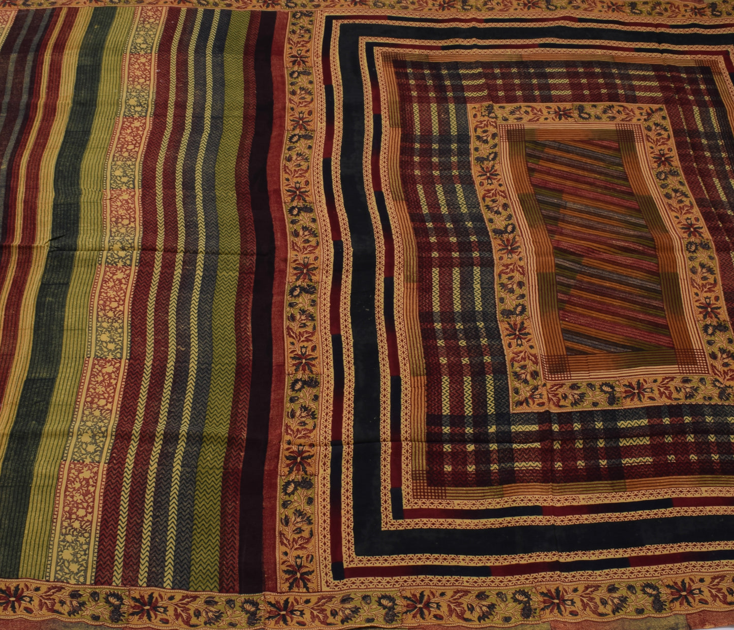 Sushila Vintage Multi-Color Saree 100% Pure Crepe Silk Printed Soft Craft Fabric