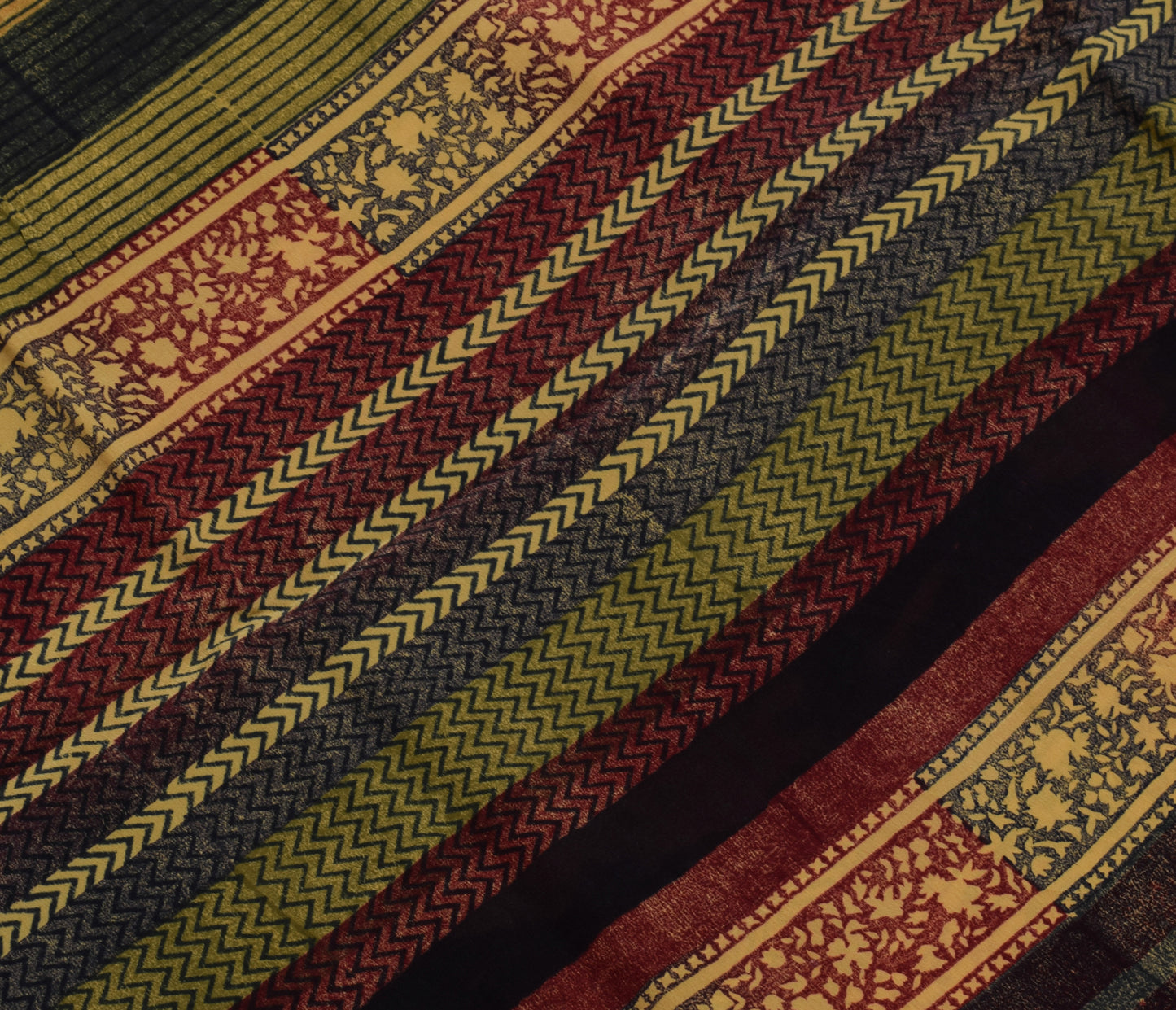 Sushila Vintage Multi-Color Saree 100% Pure Crepe Silk Printed Soft Craft Fabric