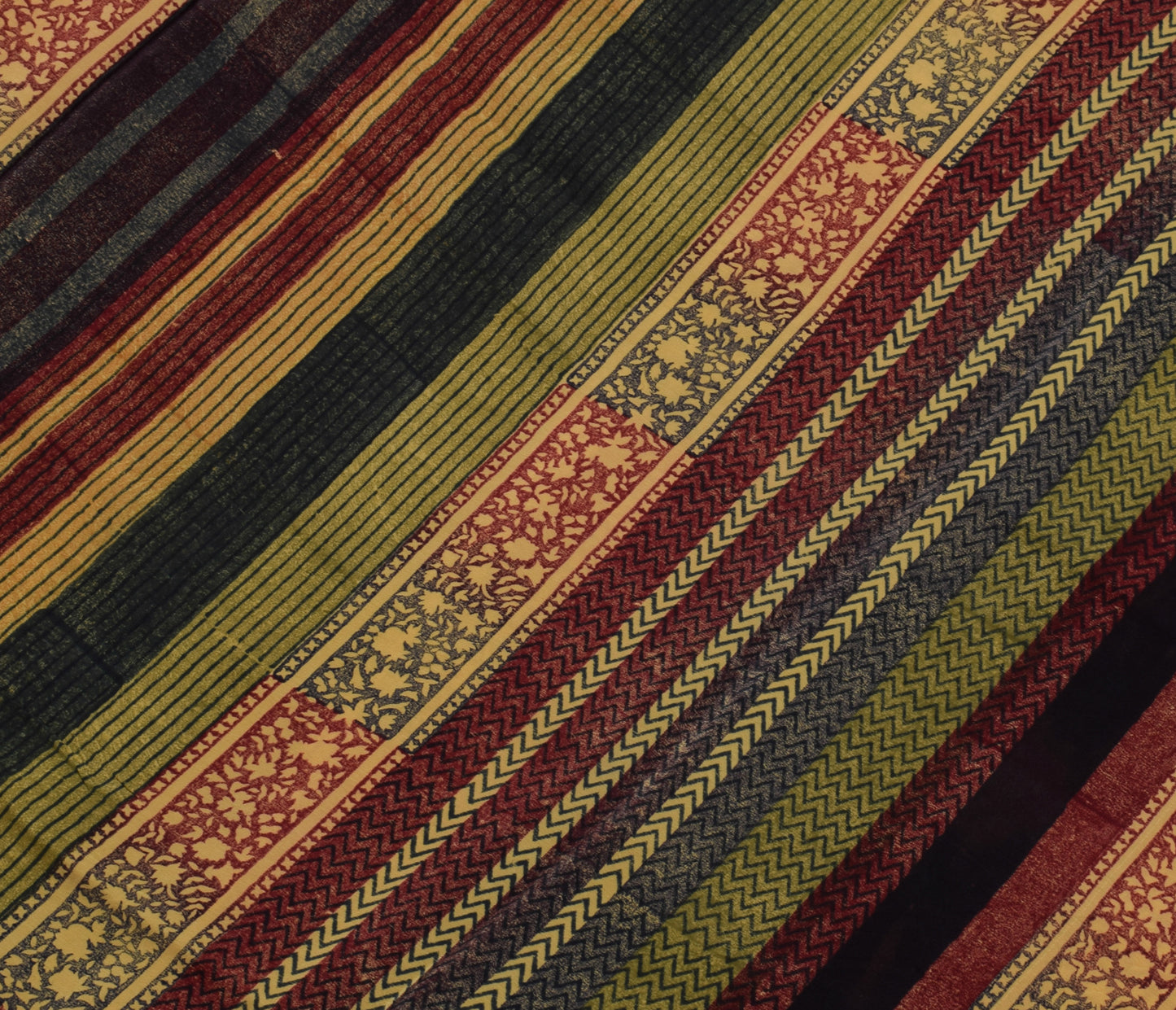 Sushila Vintage Multi-Color Saree 100% Pure Crepe Silk Printed Soft Craft Fabric