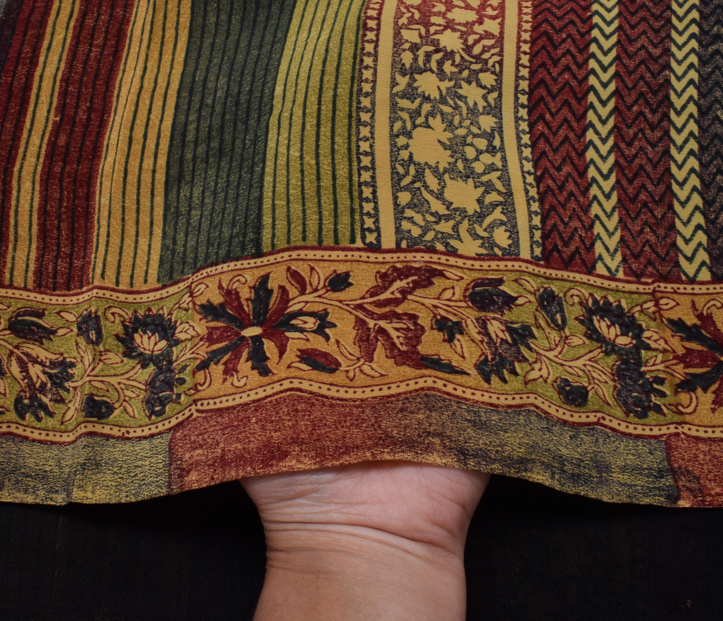 Sushila Vintage Multi-Color Saree 100% Pure Crepe Silk Printed Soft Craft Fabric