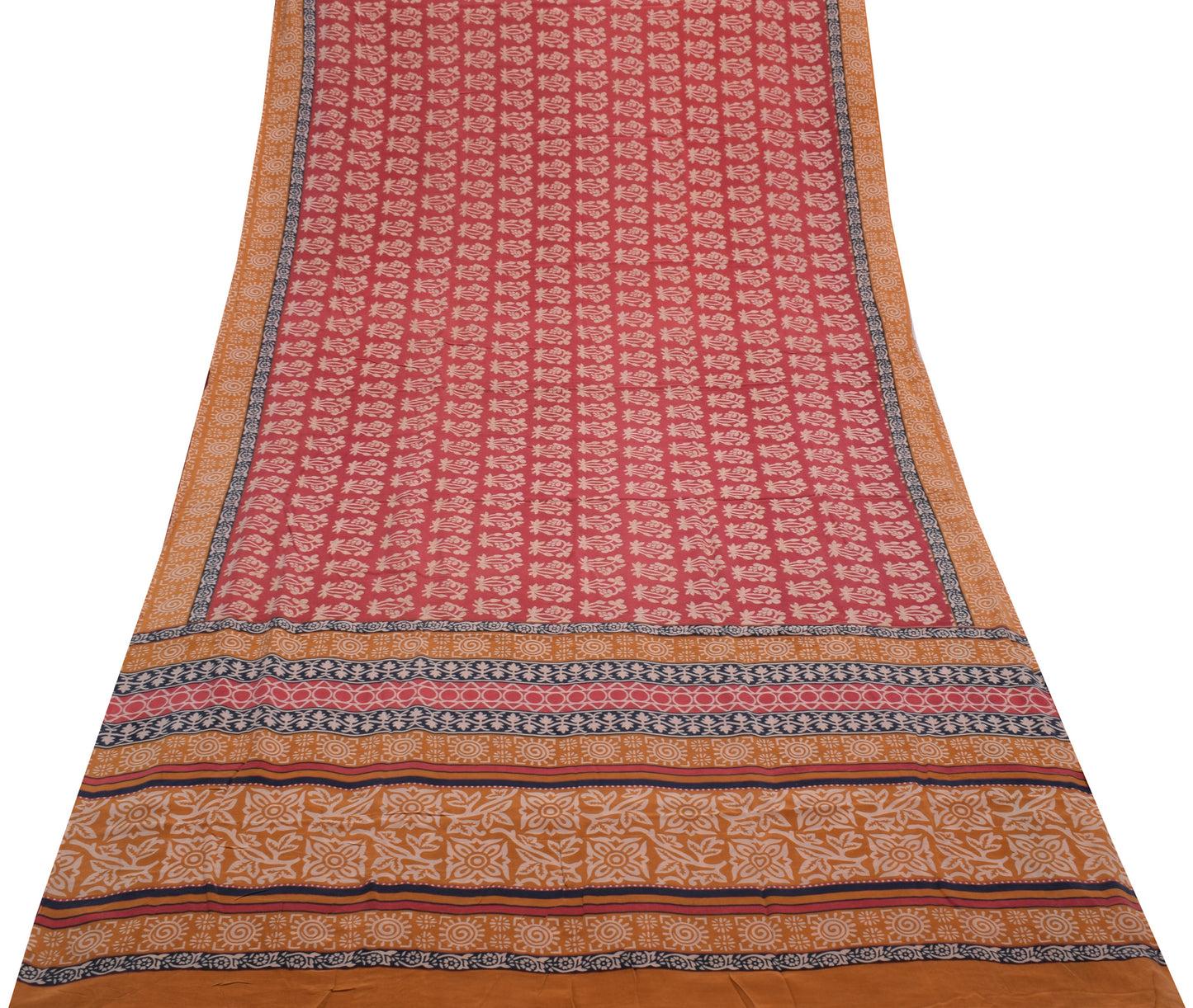 Sushila Vintage Pink Saree 100% Pure Crepe Silk Printed Floral Soft Fabric