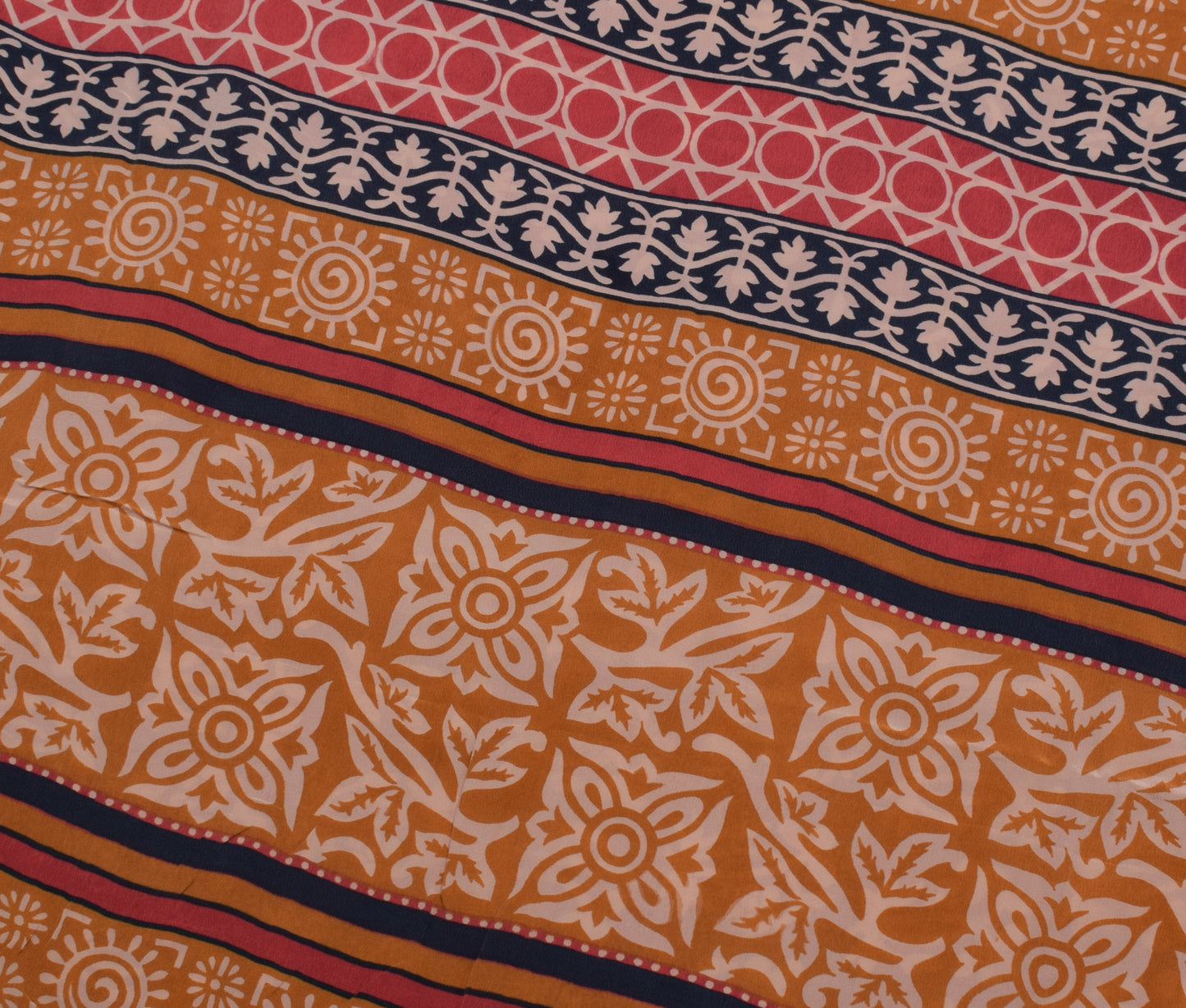 Sushila Vintage Pink Saree 100% Pure Crepe Silk Printed Floral Soft Fabric