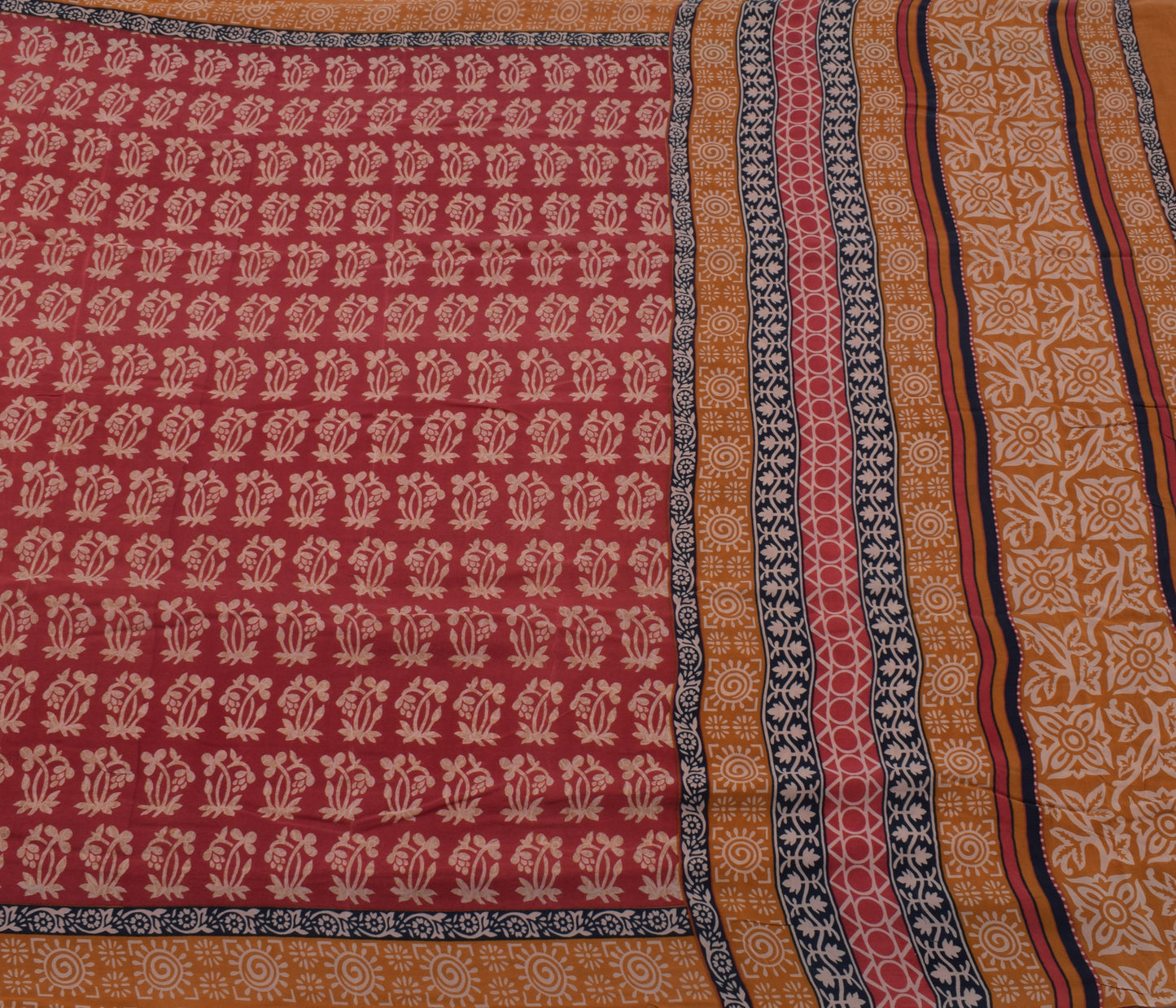 Sushila Vintage Pink Saree 100% Pure Crepe Silk Printed Floral Soft Fabric