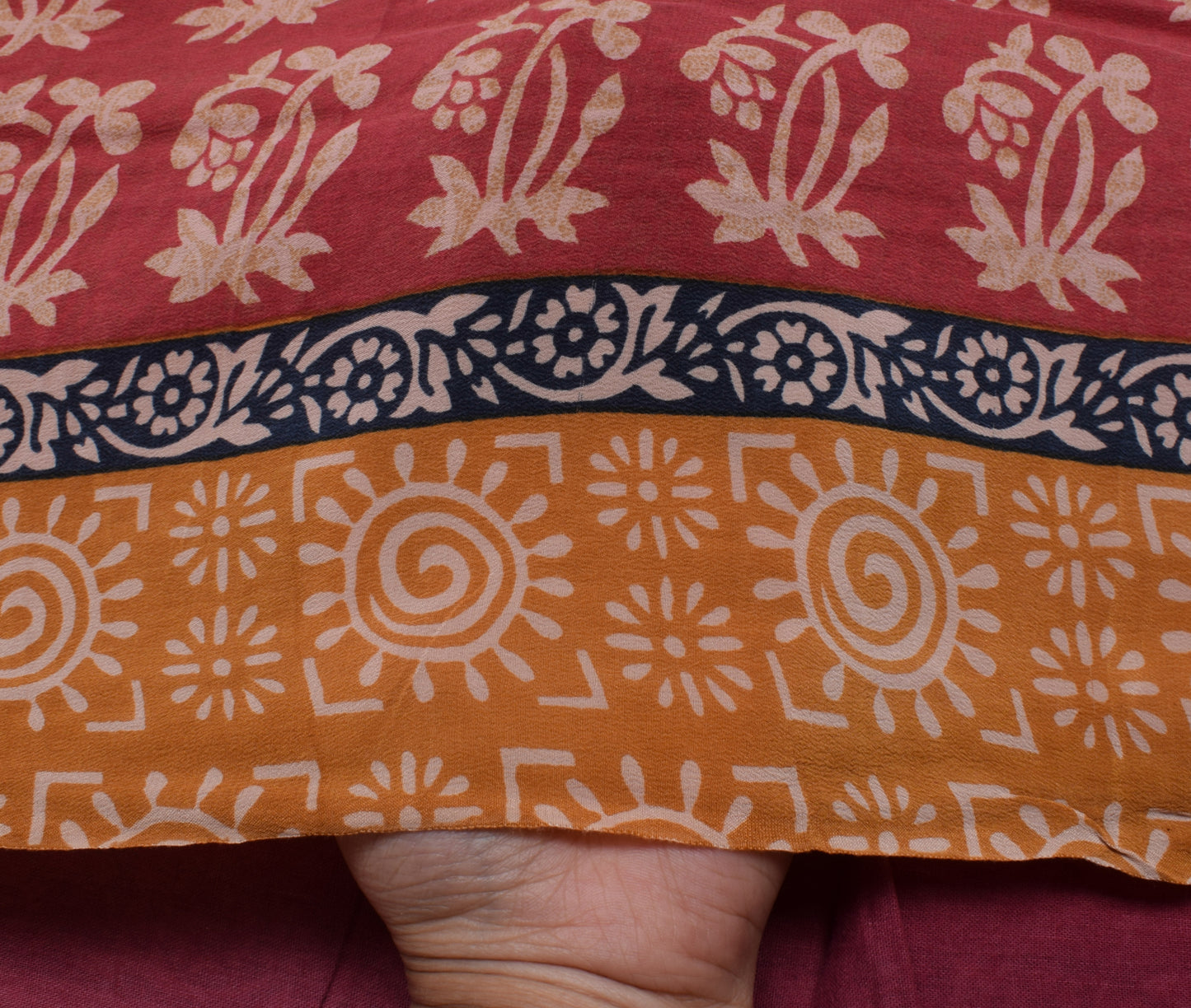 Sushila Vintage Pink Saree 100% Pure Crepe Silk Printed Floral Soft Fabric