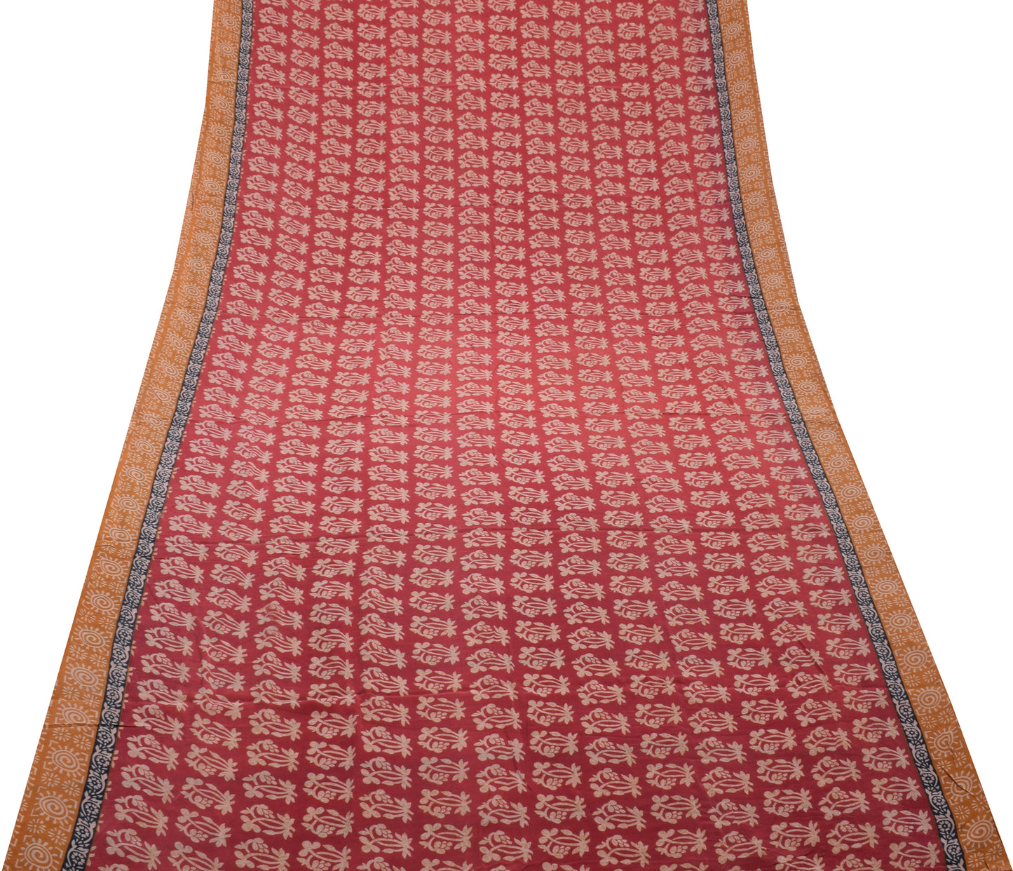 Sushila Vintage Pink Saree 100% Pure Crepe Silk Printed Floral Soft Fabric