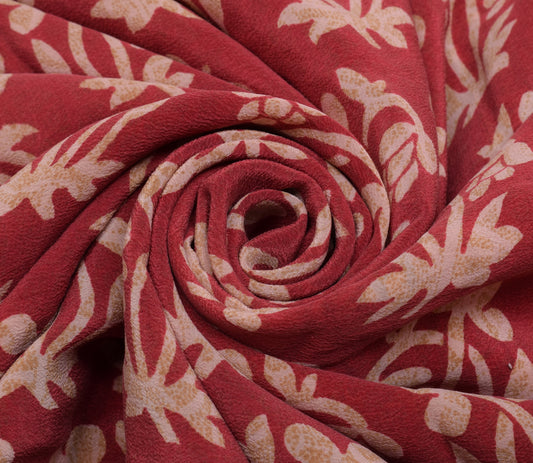 Sushila Vintage Pink Saree 100% Pure Crepe Silk Printed Floral Soft Fabric