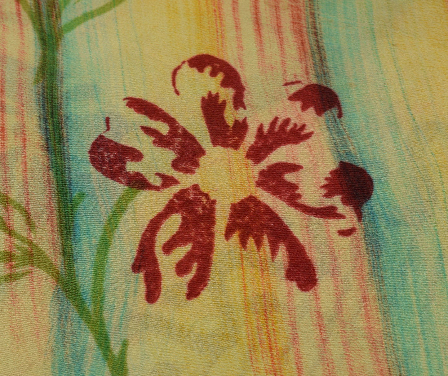 Sushila Vintage Green Saree 100% Pure Crepe Silk Printed Floral Soft Fabric