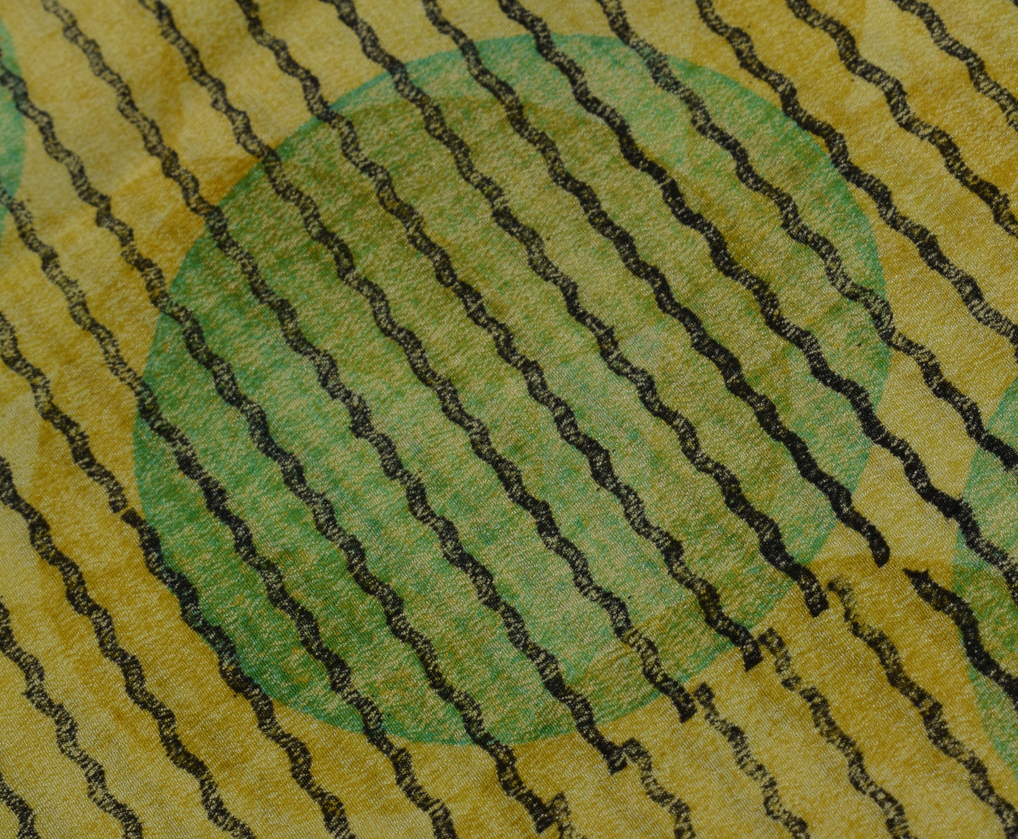 Sushila Vintage Green Saree 100% Pure Crepe Silk Printed Floral Soft Fabric