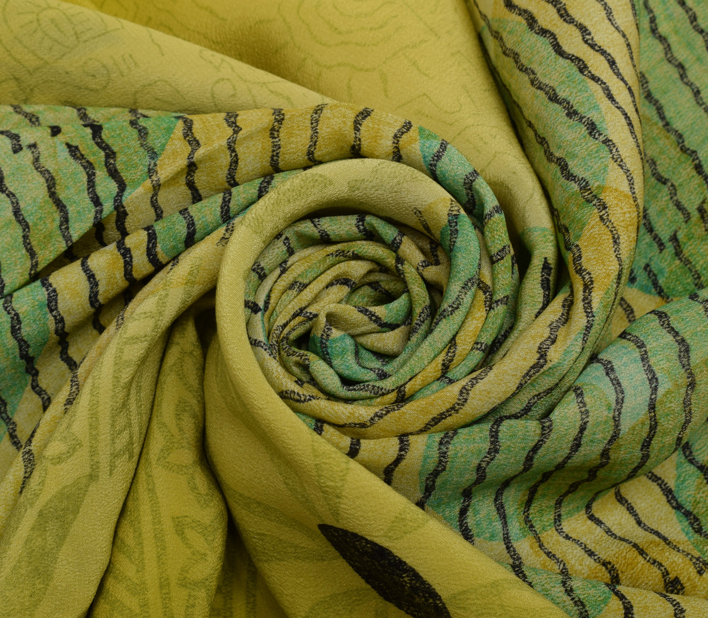 Sushila Vintage Green Saree 100% Pure Crepe Silk Printed Floral Soft Fabric