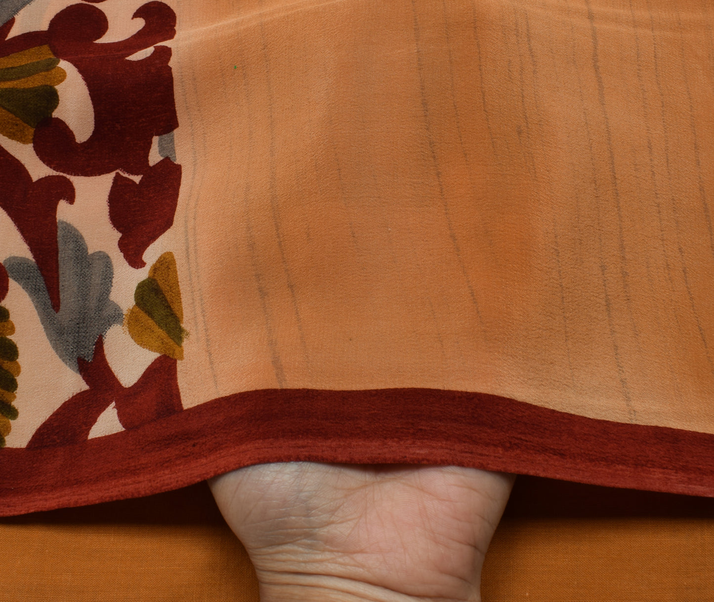 Sushila Vintage Indian Saree 100% Pure Crepe Silk Printed Floral Soft Fabric