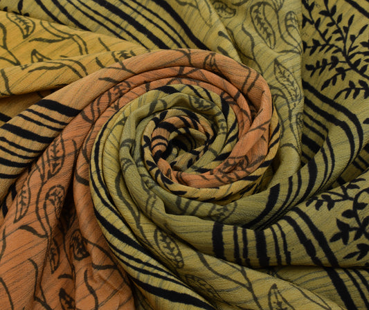 Sushila Vintage MultiColor Saree 100% Pure Crepe Silk Printed Floral Soft Fabric
