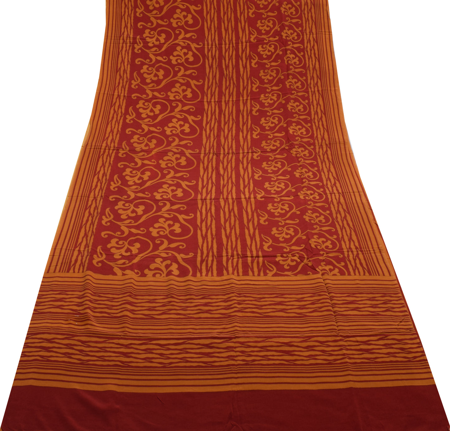 Sushila Vintage Maroon Saree 100% Pure Crepe Silk Printed Floral Soft Fabric