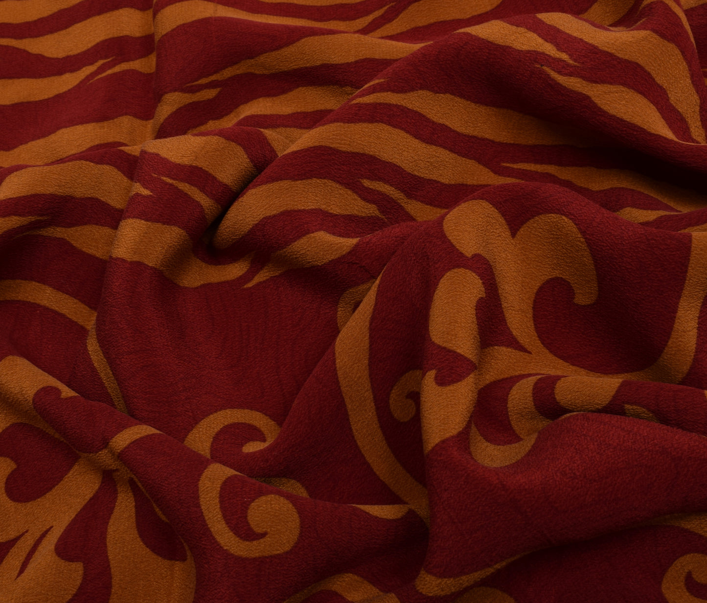 Sushila Vintage Maroon Saree 100% Pure Crepe Silk Printed Floral Soft Fabric