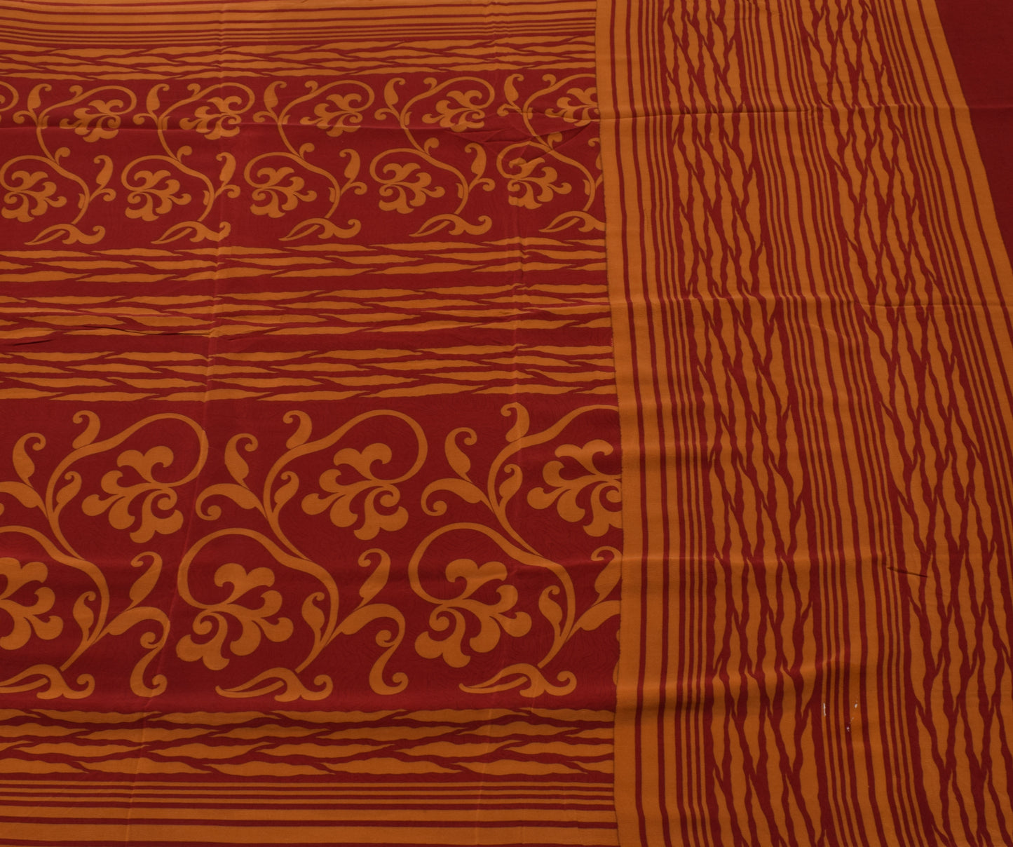 Sushila Vintage Maroon Saree 100% Pure Crepe Silk Printed Floral Soft Fabric