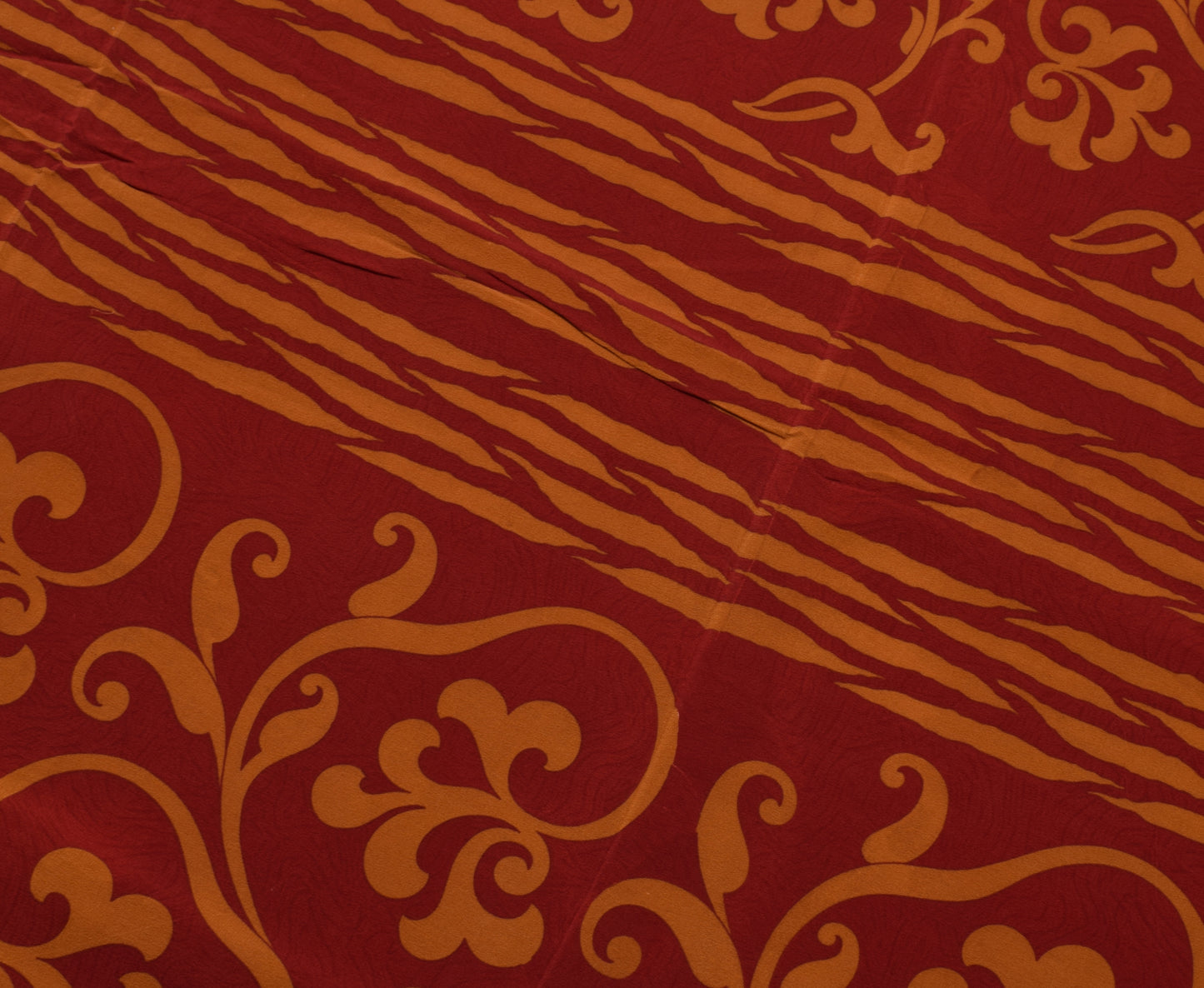 Sushila Vintage Maroon Saree 100% Pure Crepe Silk Printed Floral Soft Fabric