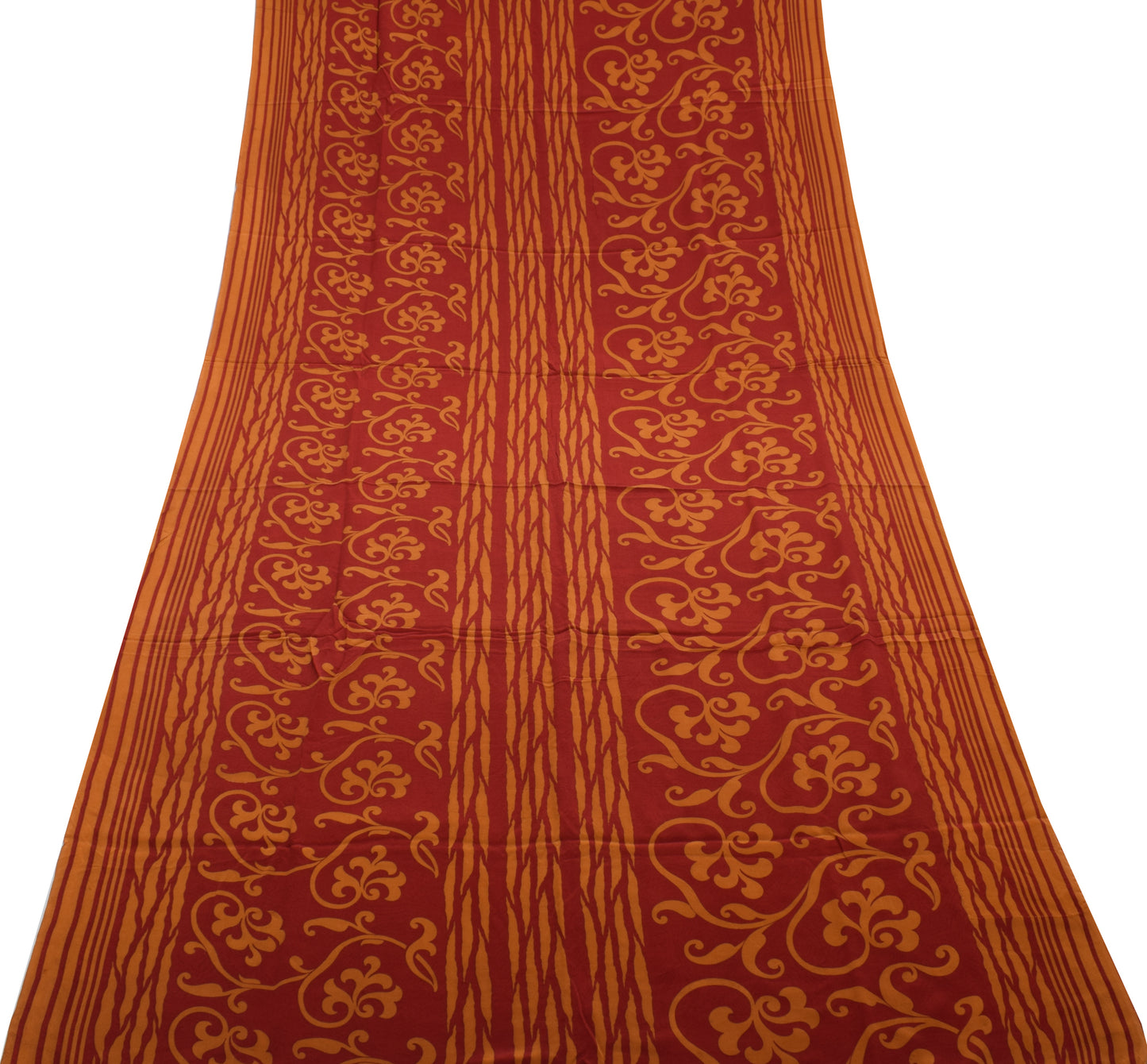 Sushila Vintage Maroon Saree 100% Pure Crepe Silk Printed Floral Soft Fabric