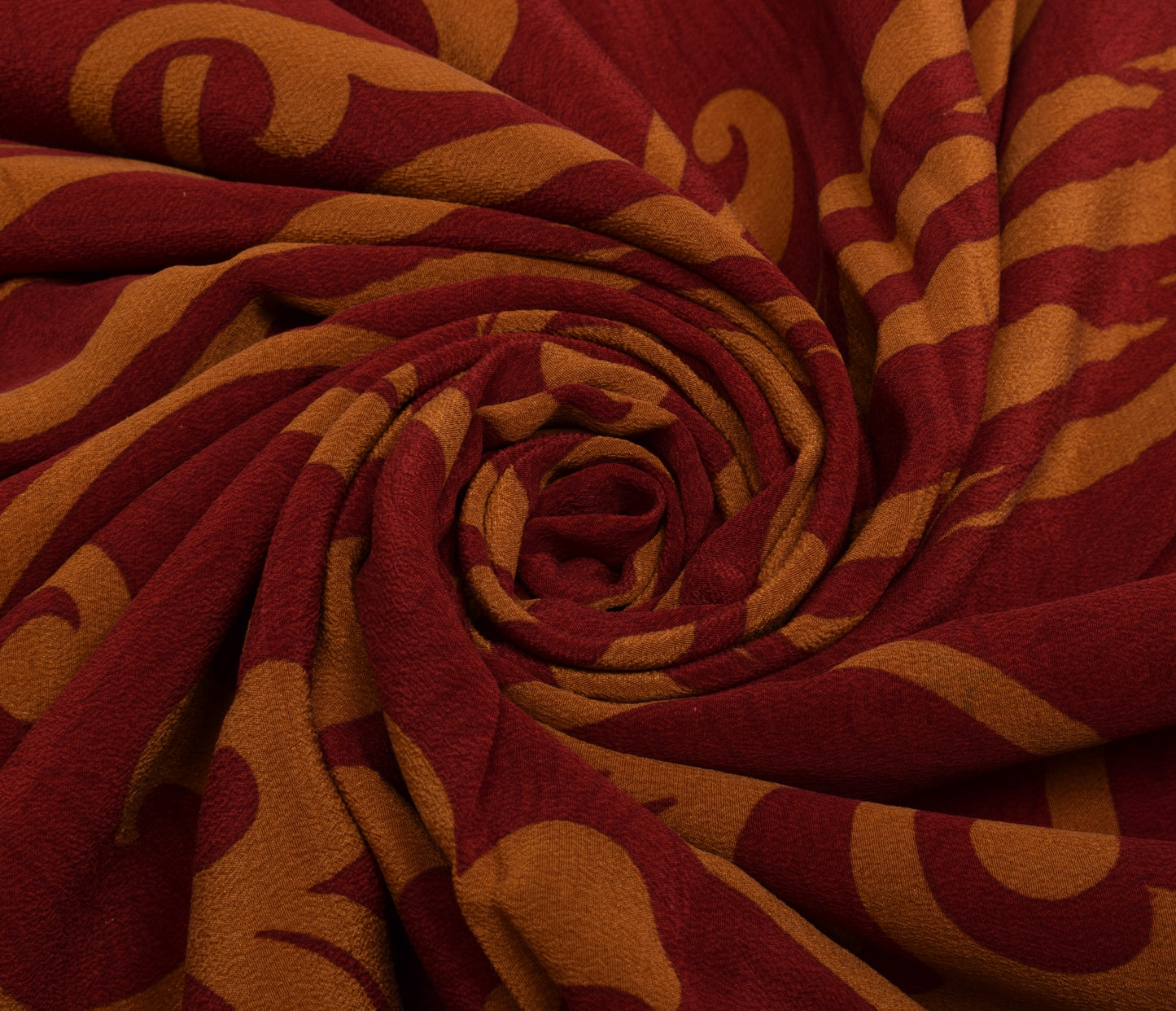 Sushila Vintage Maroon Saree 100% Pure Crepe Silk Printed Floral Soft Fabric