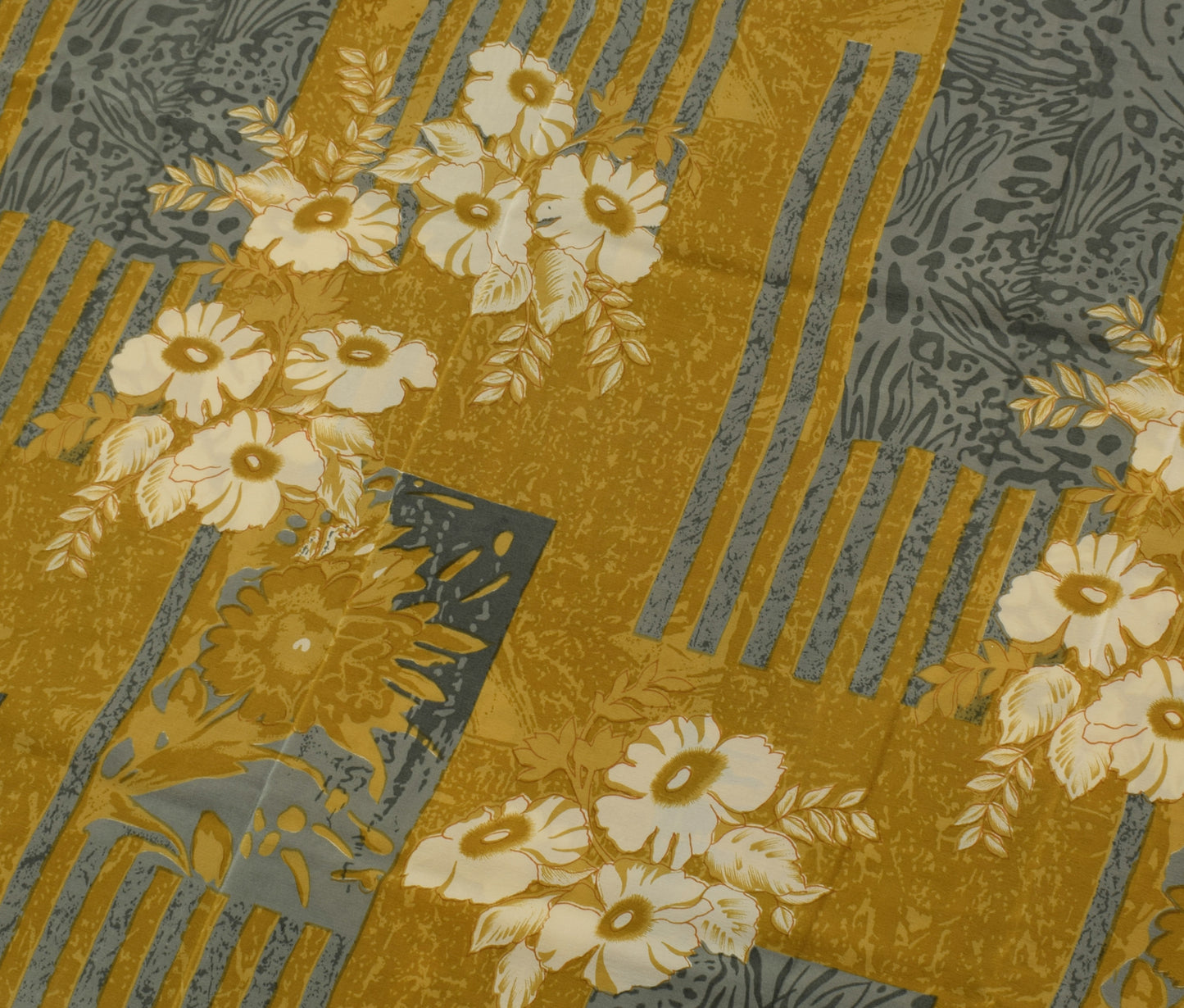 Sushila Vintage Green Saree 100% Pure Crepe Silk Printed Floral 5 YD Soft Fabric