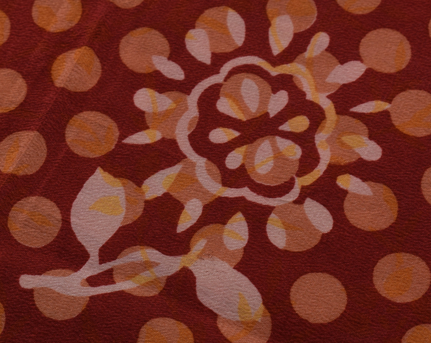 Sushila Vintage Indian Saree 100% Pure Crepe Silk Printed Polka Dots Soft Fabric