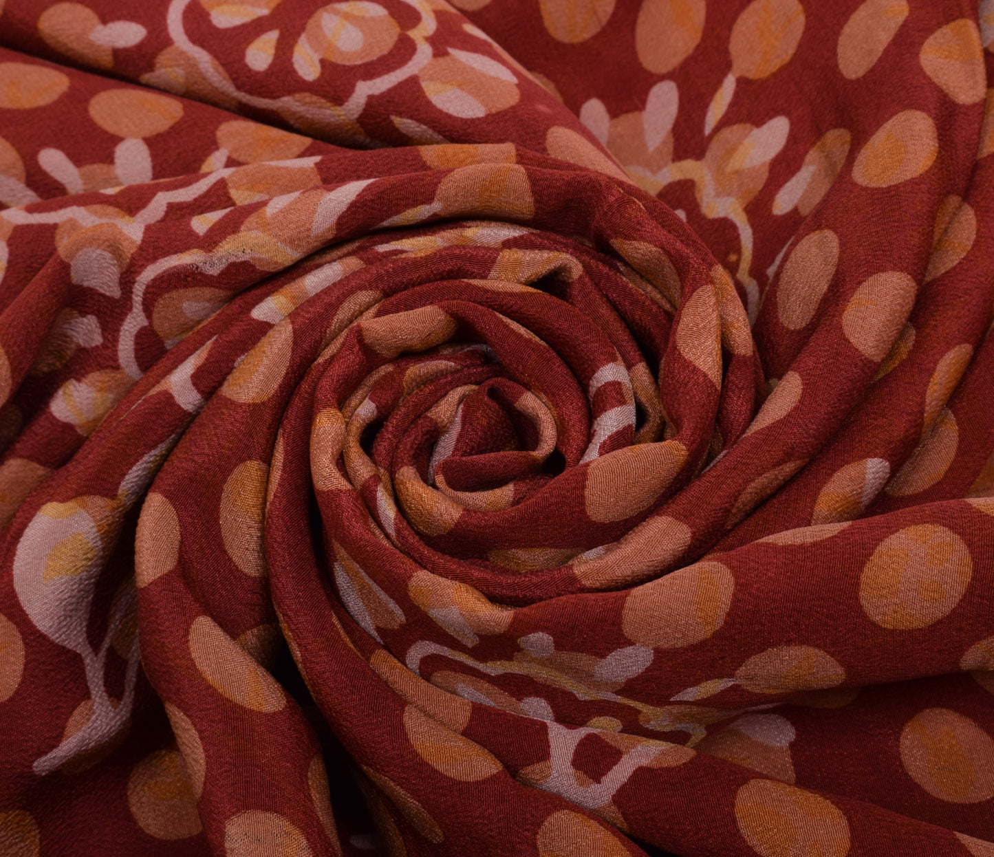 Sushila Vintage Indian Saree 100% Pure Crepe Silk Printed Polka Dots Soft Fabric