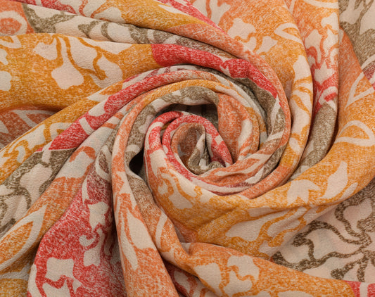 Sushila Vintage MultiColor Saree 100% Pure Crepe Silk Printed Floral Soft Fabric