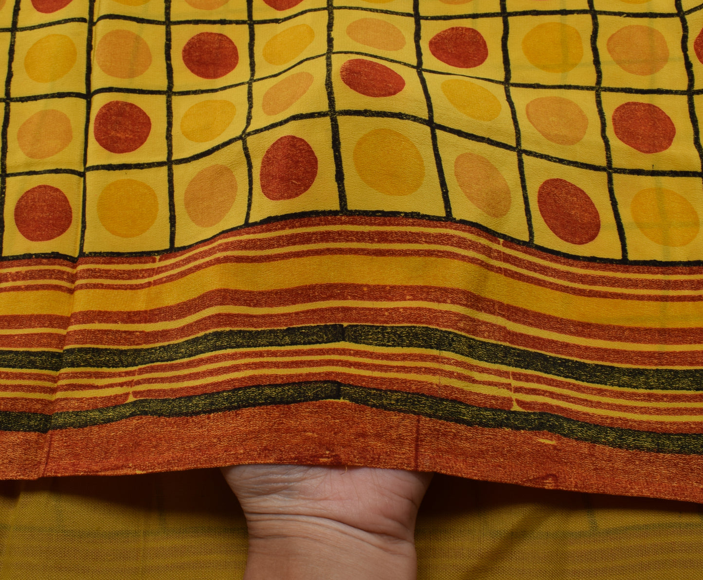 Sushila Vintage Yellow Saree 100% Pure Crepe Silk Printed 5 Yard Soft Fabric