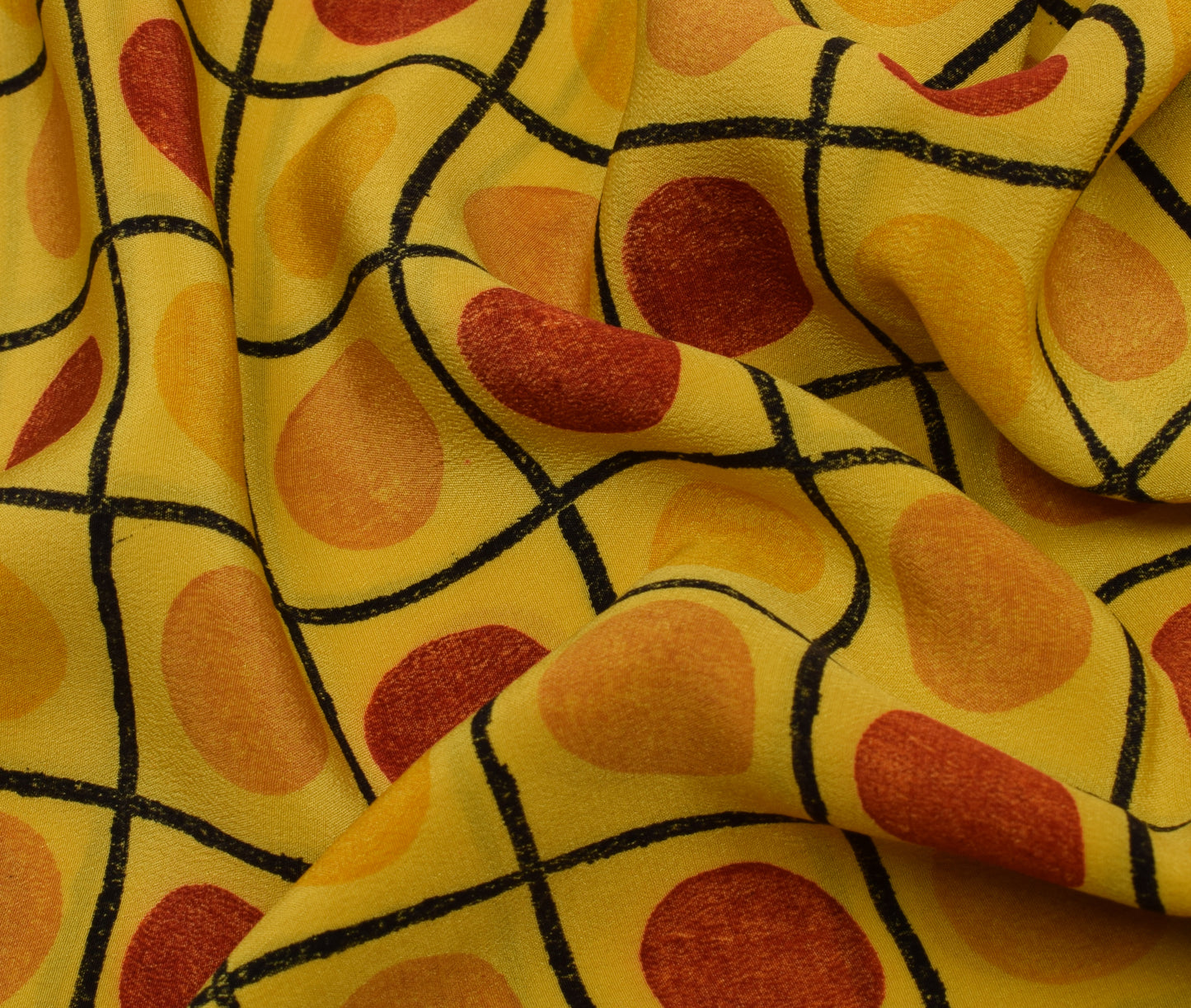 Sushila Vintage Yellow Saree 100% Pure Crepe Silk Printed 5 Yard Soft Fabric