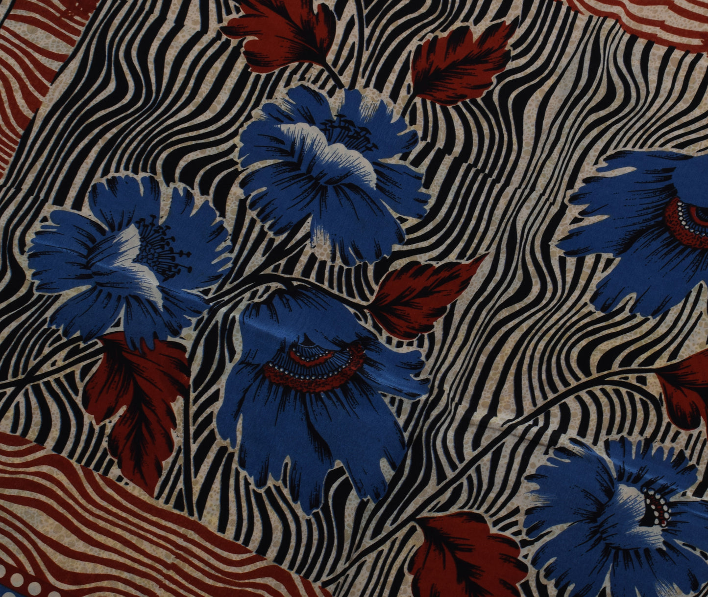 Sushila Vintage Cream Saree 100% Pure Crepe Silk Printed Floral Soft Fabric