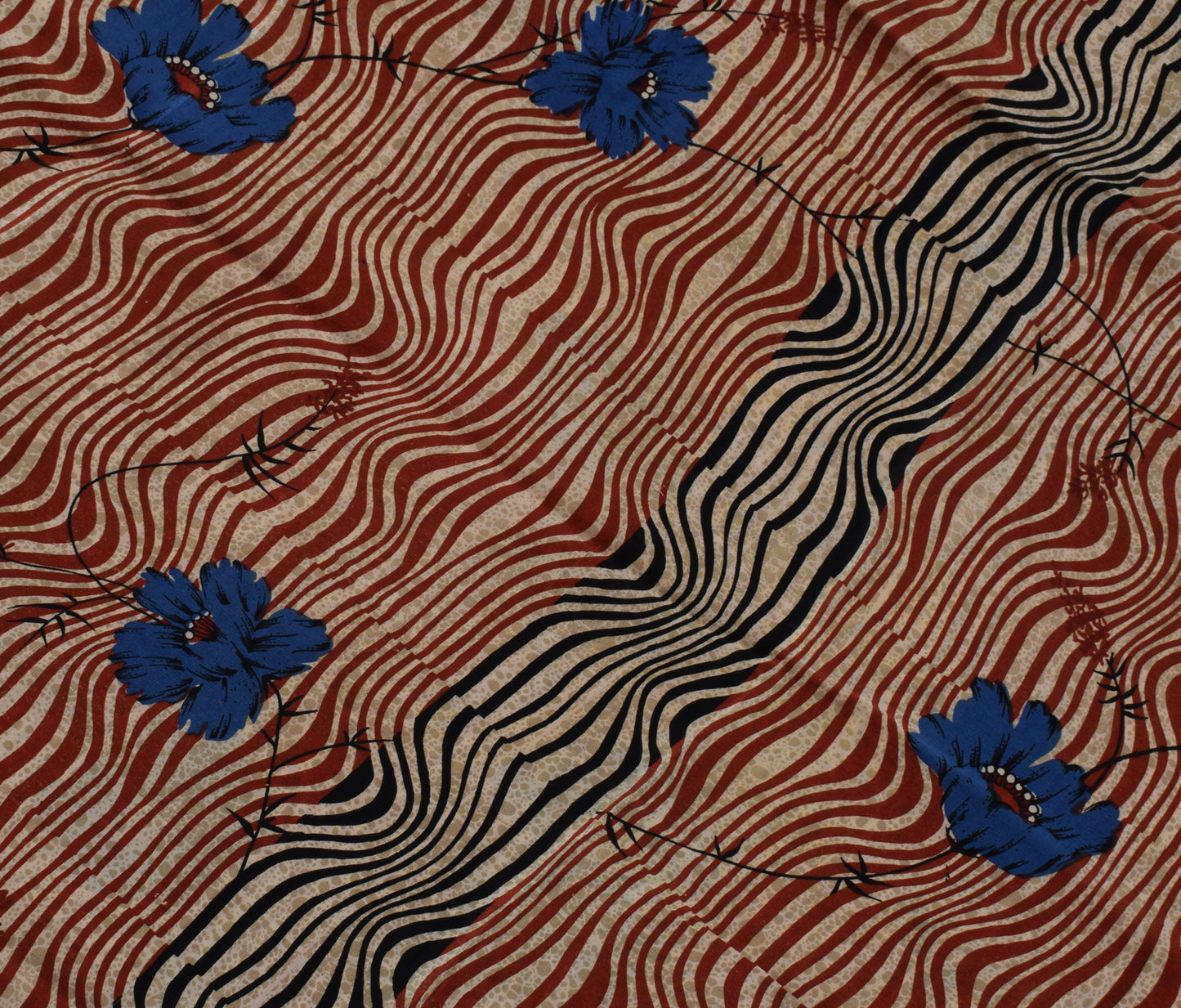 Sushila Vintage Cream Saree 100% Pure Crepe Silk Printed Floral Soft Fabric