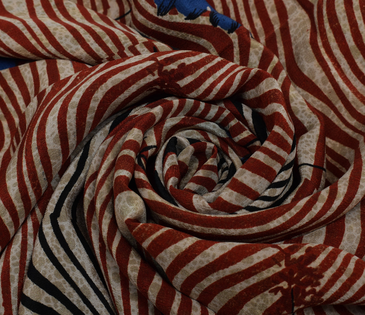 Sushila Vintage Cream Saree 100% Pure Crepe Silk Printed Floral Soft Fabric