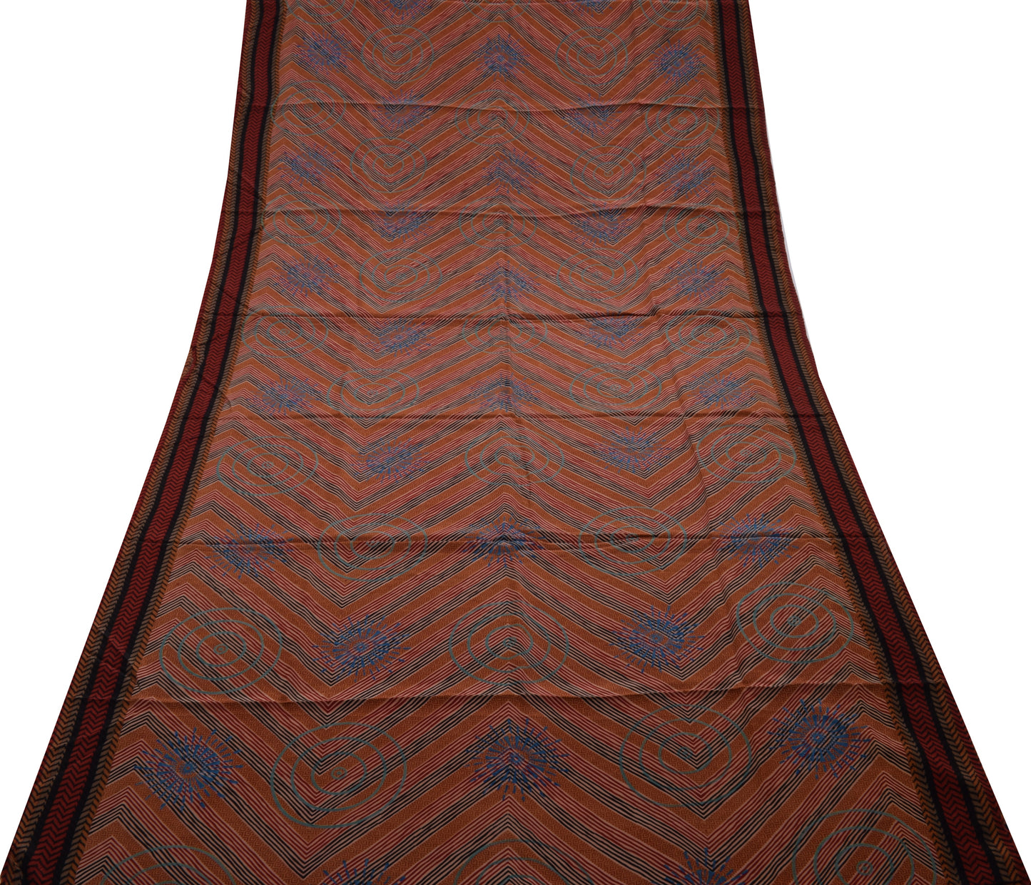 Sushila Vintage Indian Saree 100% Pure Crepe Silk Printed 5 Yard Soft Fabric