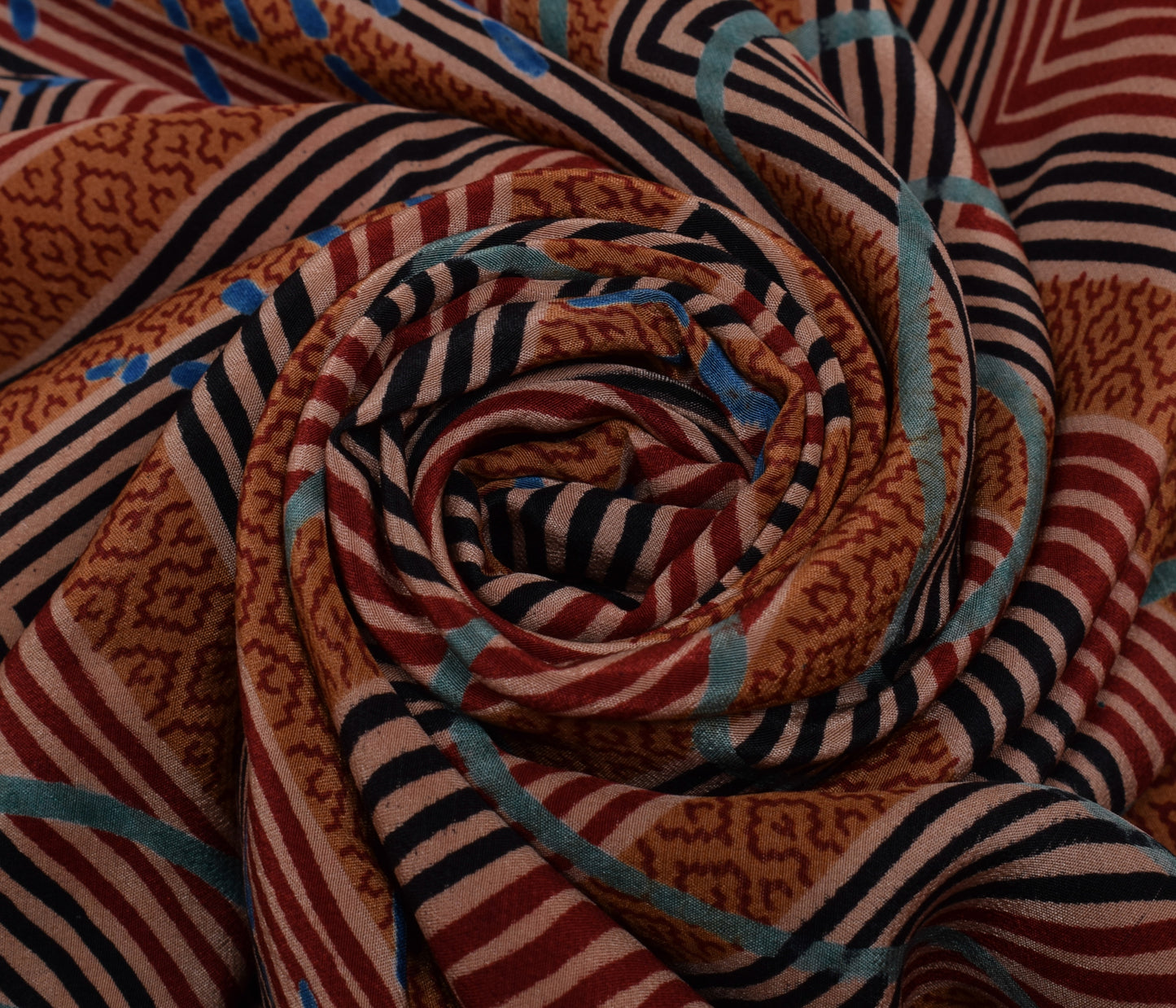 Sushila Vintage Indian Saree 100% Pure Crepe Silk Printed 5 Yard Soft Fabric