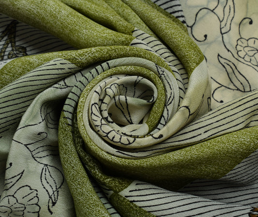 Sushila Vintage Multi-Color Saree Pure Crepe Silk Printed Floral Soft Fabric