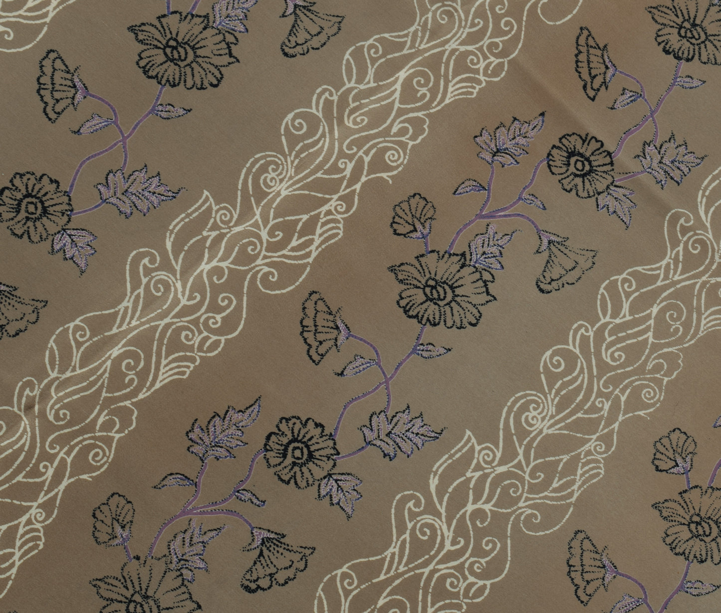 Sushila Vintage Indian Saree Blend Crepe Silk Printed Floral Soft 5 Yard Fabric