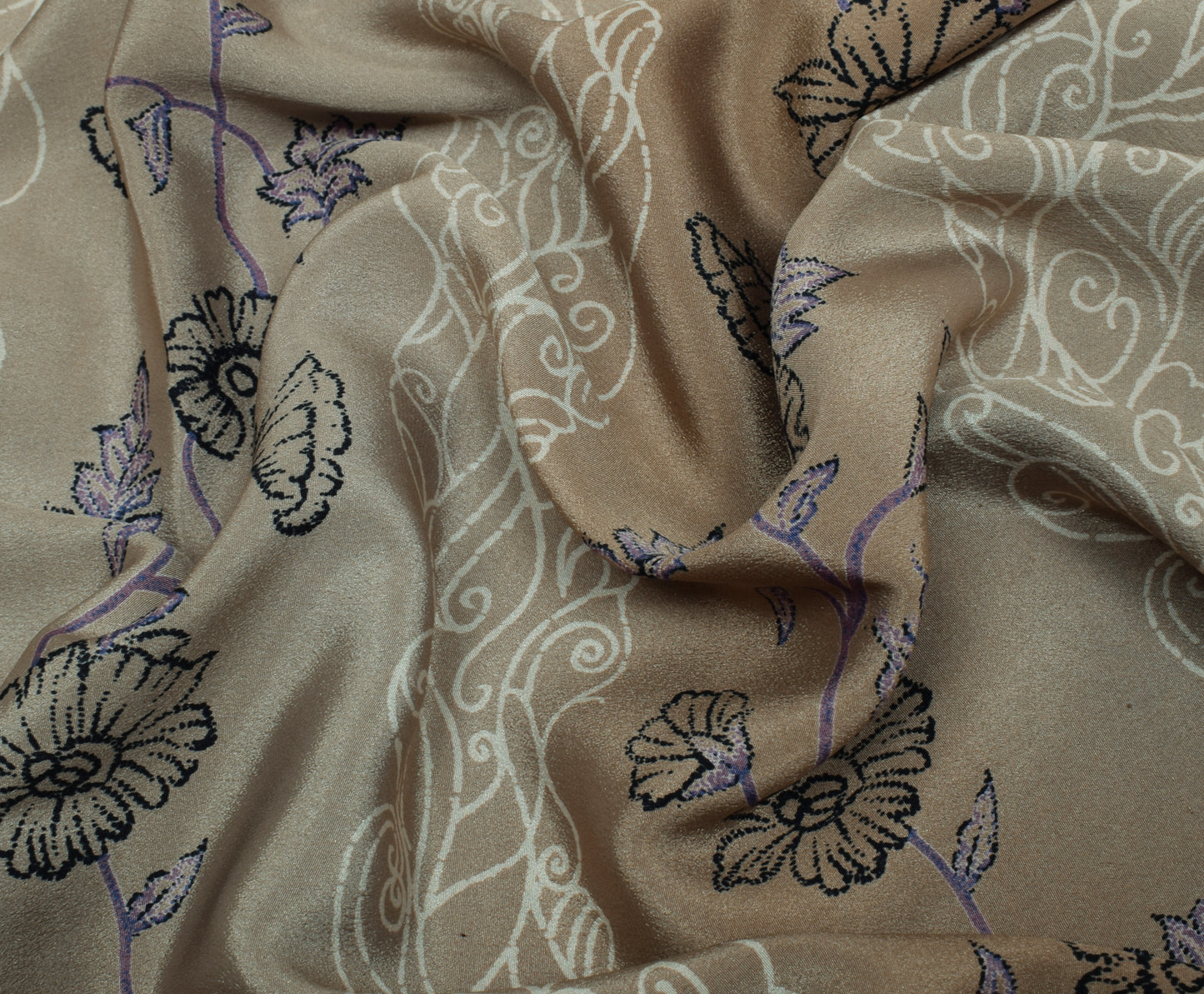 Sushila Vintage Indian Saree Blend Crepe Silk Printed Floral Soft 5 Yard Fabric