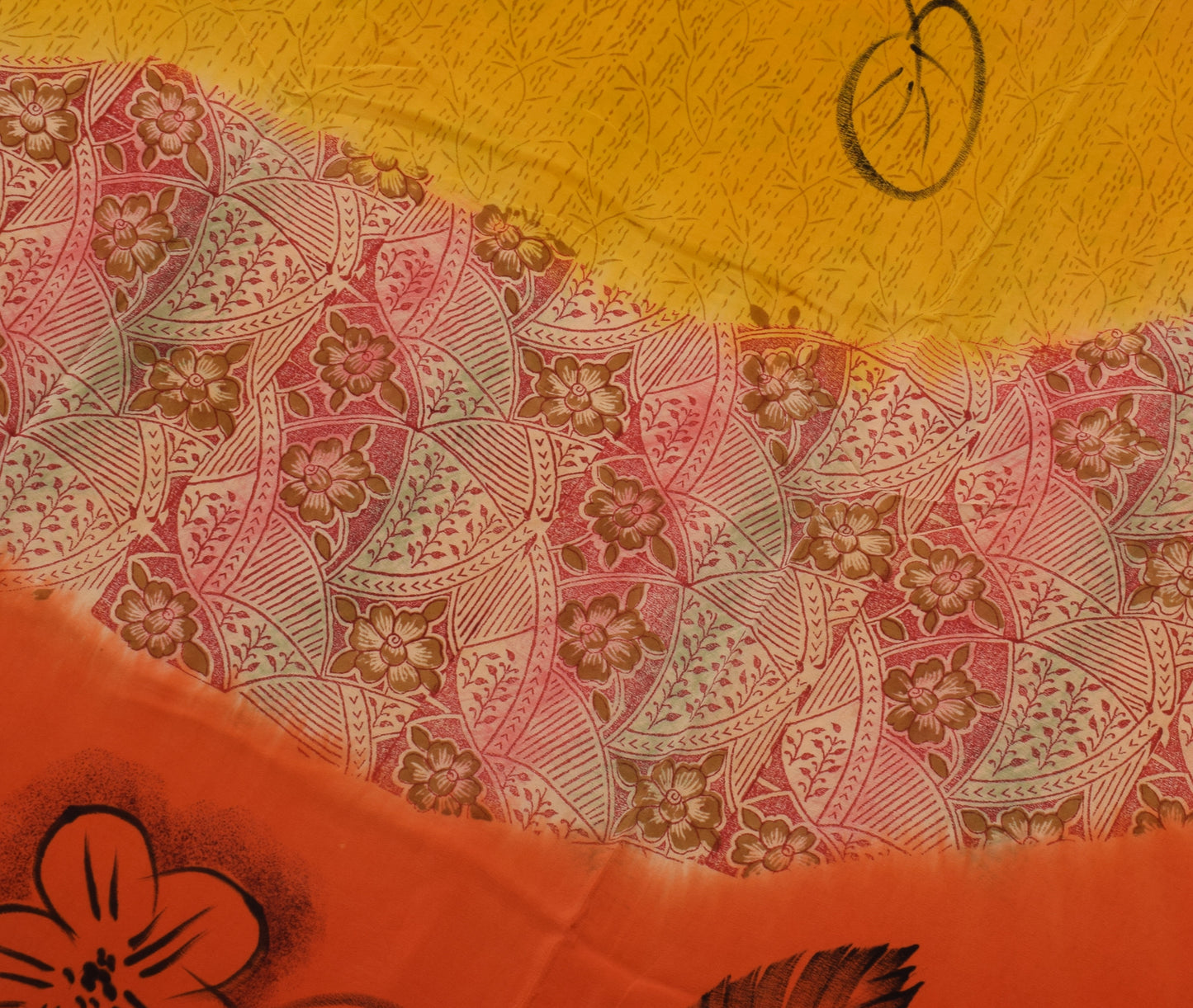 Sushila Vintage Multi-Color Saree Pure Crepe Silk Printed 5 Yard Soft Fabric