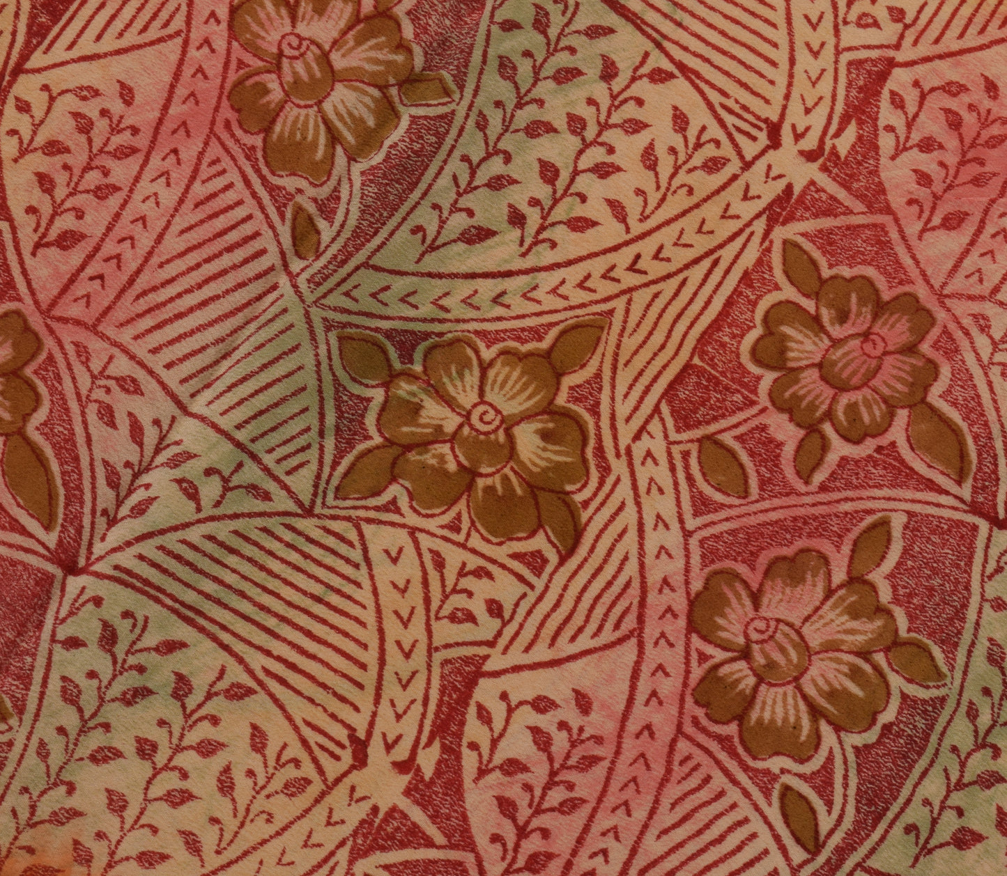 Sushila Vintage Multi-Color Saree Pure Crepe Silk Printed 5 Yard Soft Fabric