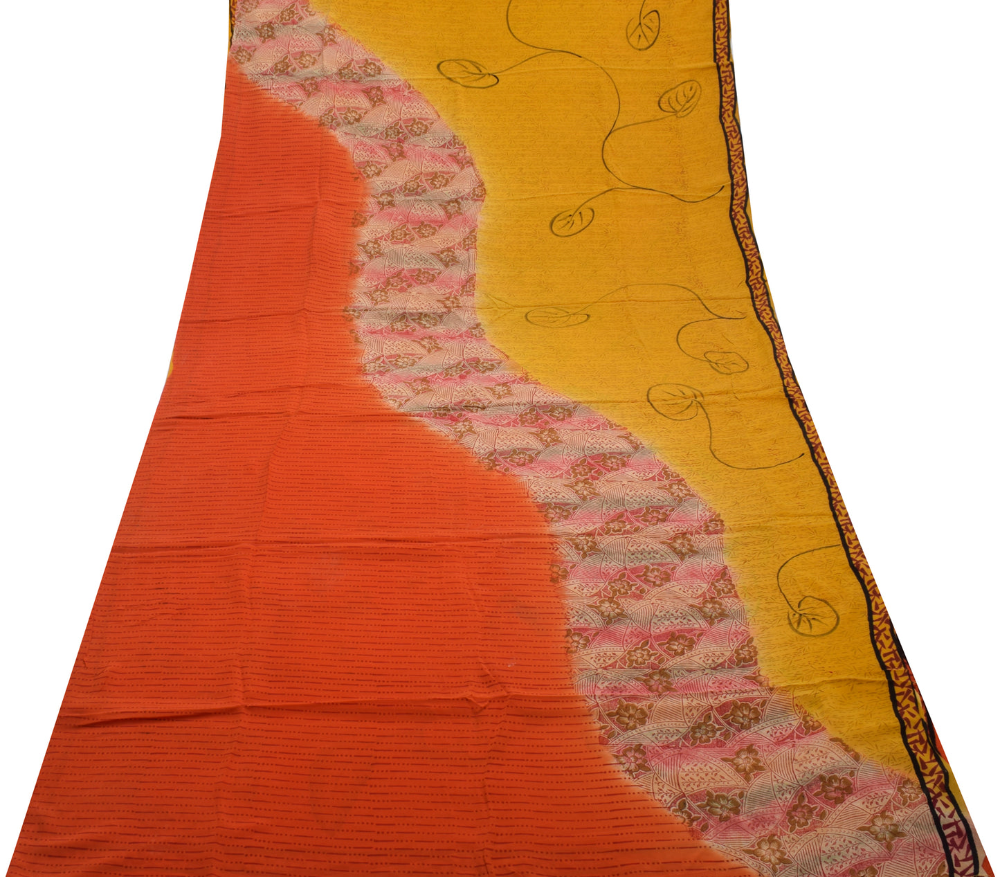 Sushila Vintage Multi-Color Saree Pure Crepe Silk Printed 5 Yard Soft Fabric