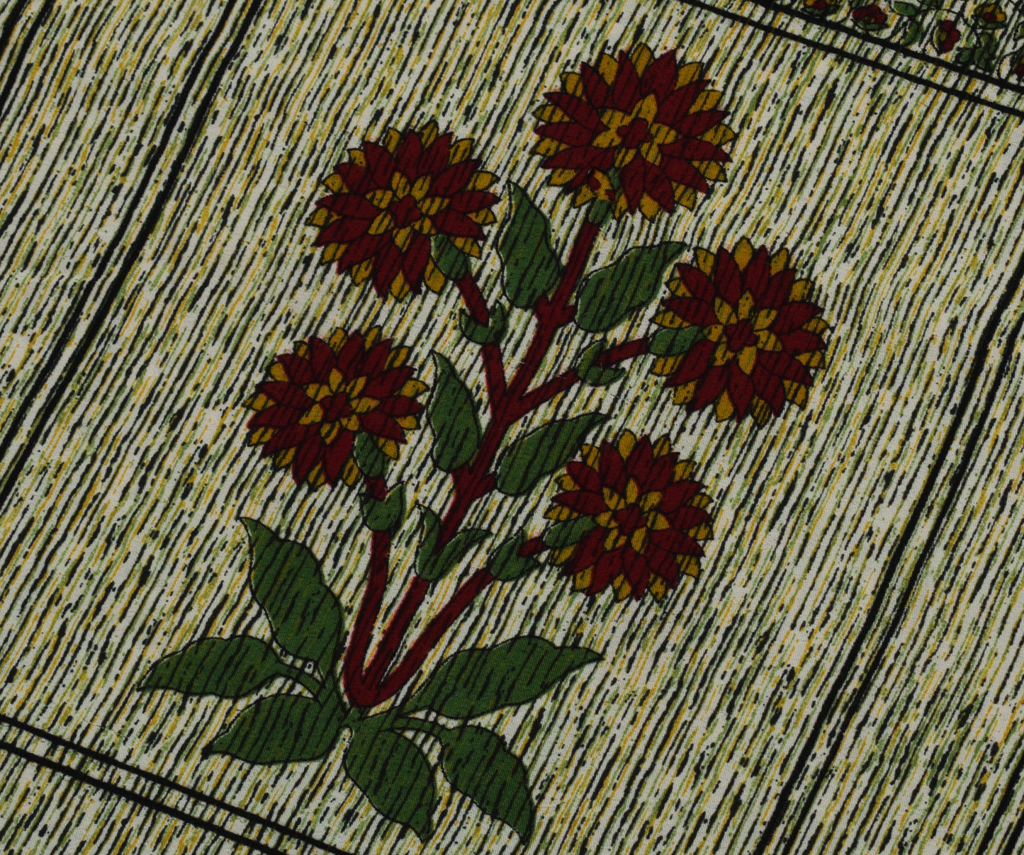 Sushila Vintage Cream Saree Blend Crepe Silk Printed Floral Soft 5 Yard Fabric