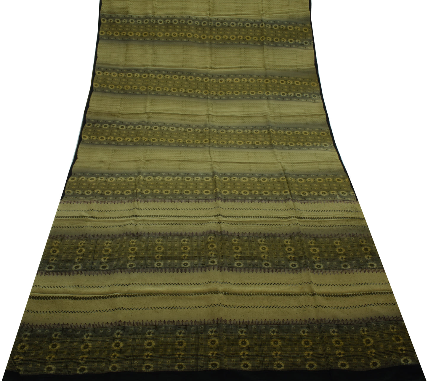 Sushila Vintage Indian Saree 100% Pure Crepe Silk Printed Floral Soft Fabric