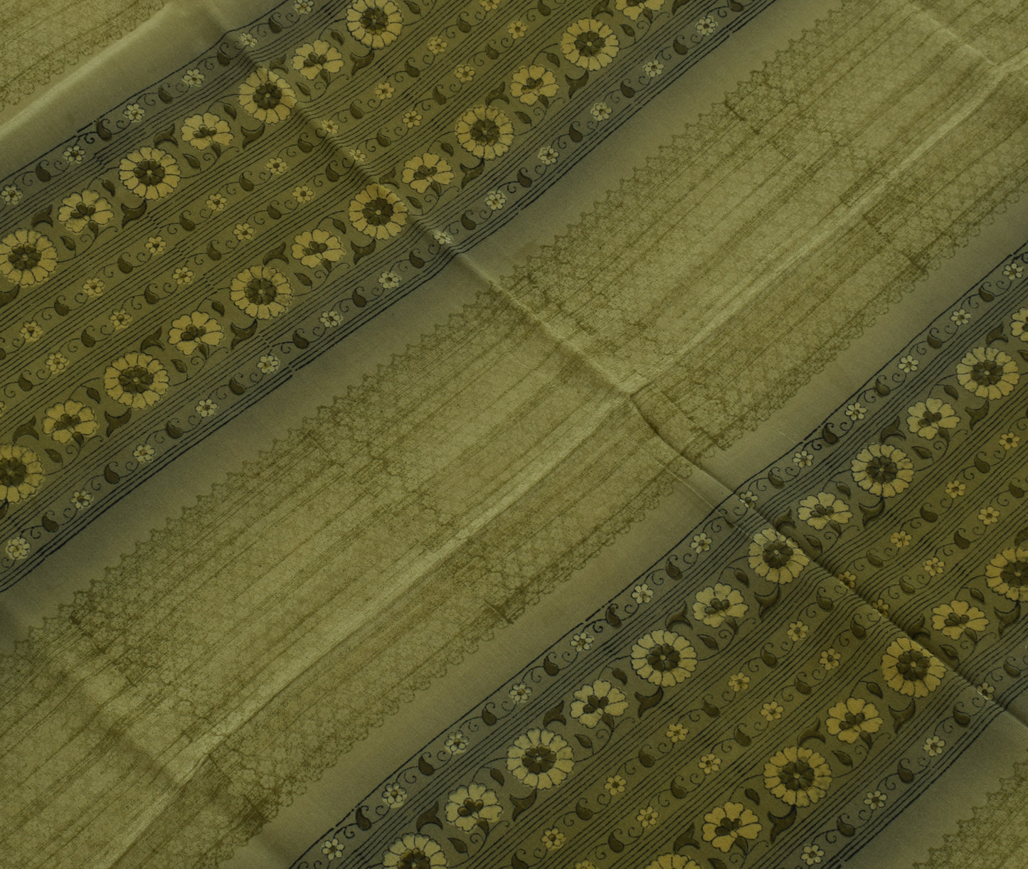 Sushila Vintage Indian Saree 100% Pure Crepe Silk Printed Floral Soft Fabric