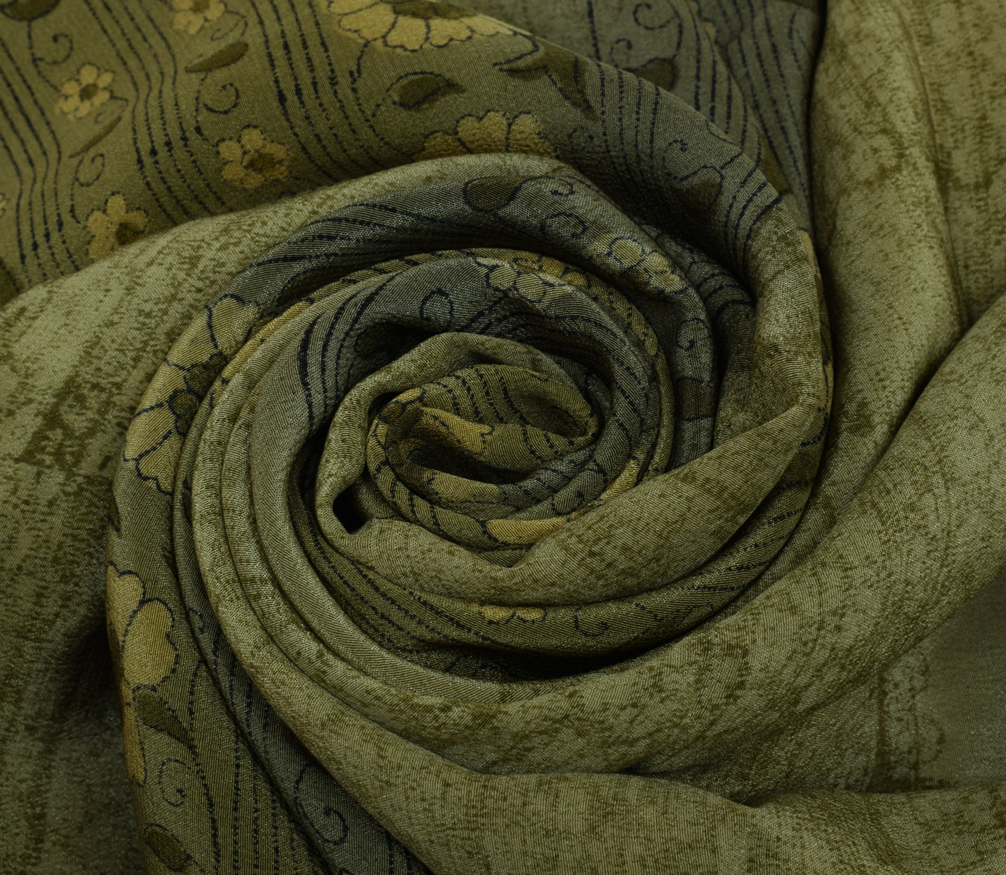 Sushila Vintage Indian Saree 100% Pure Crepe Silk Printed Floral Soft Fabric