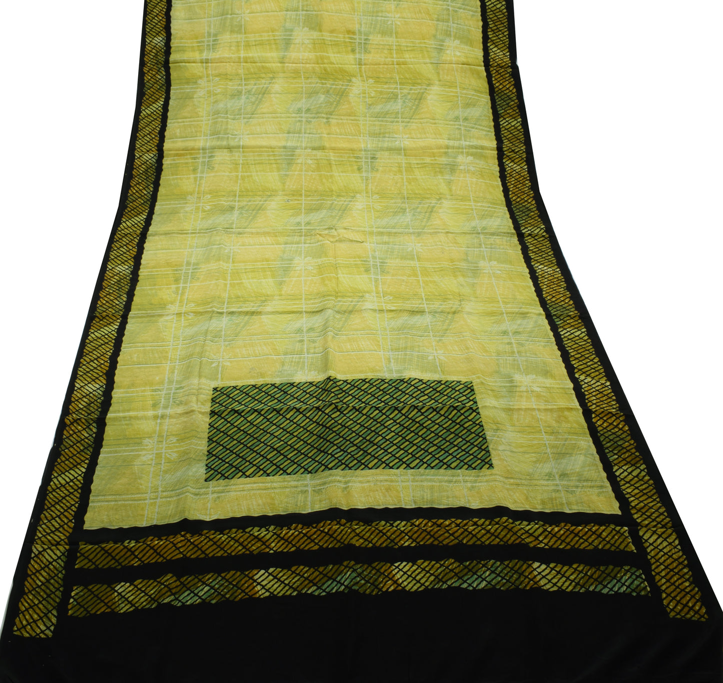 Sushila Vintage Green Saree 100% Pure Crepe Silk Printed 5 Yard Soft Fabric