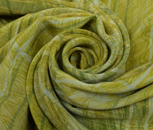Sushila Vintage Green Saree 100% Pure Crepe Silk Printed 5 Yard Soft Fabric
